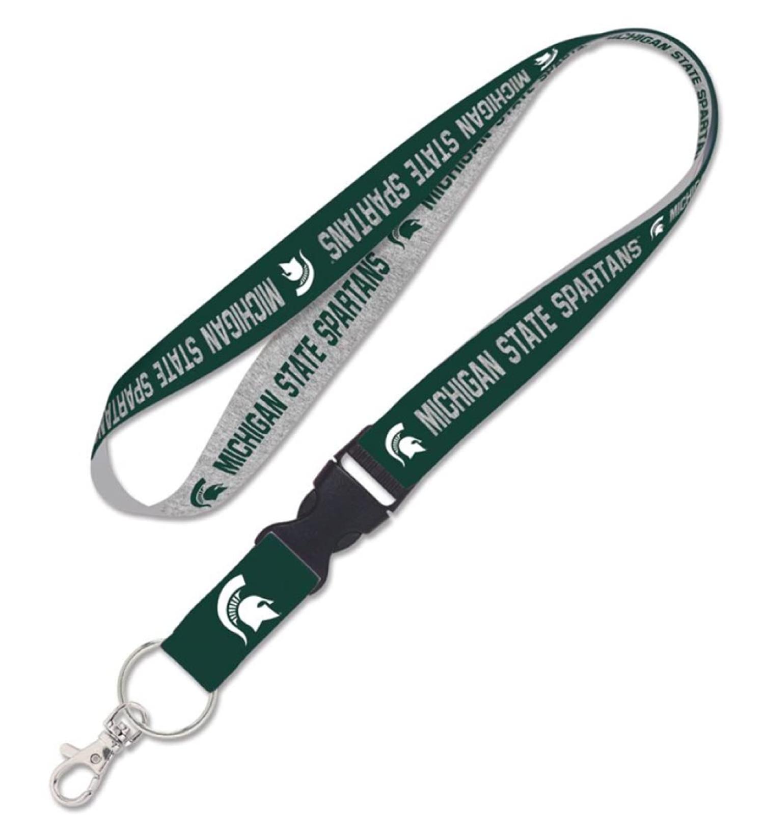 Caseys Michigan State University Spartans Lanyard with Detachable Buckle 1" Width - Heathered/Jersey Print