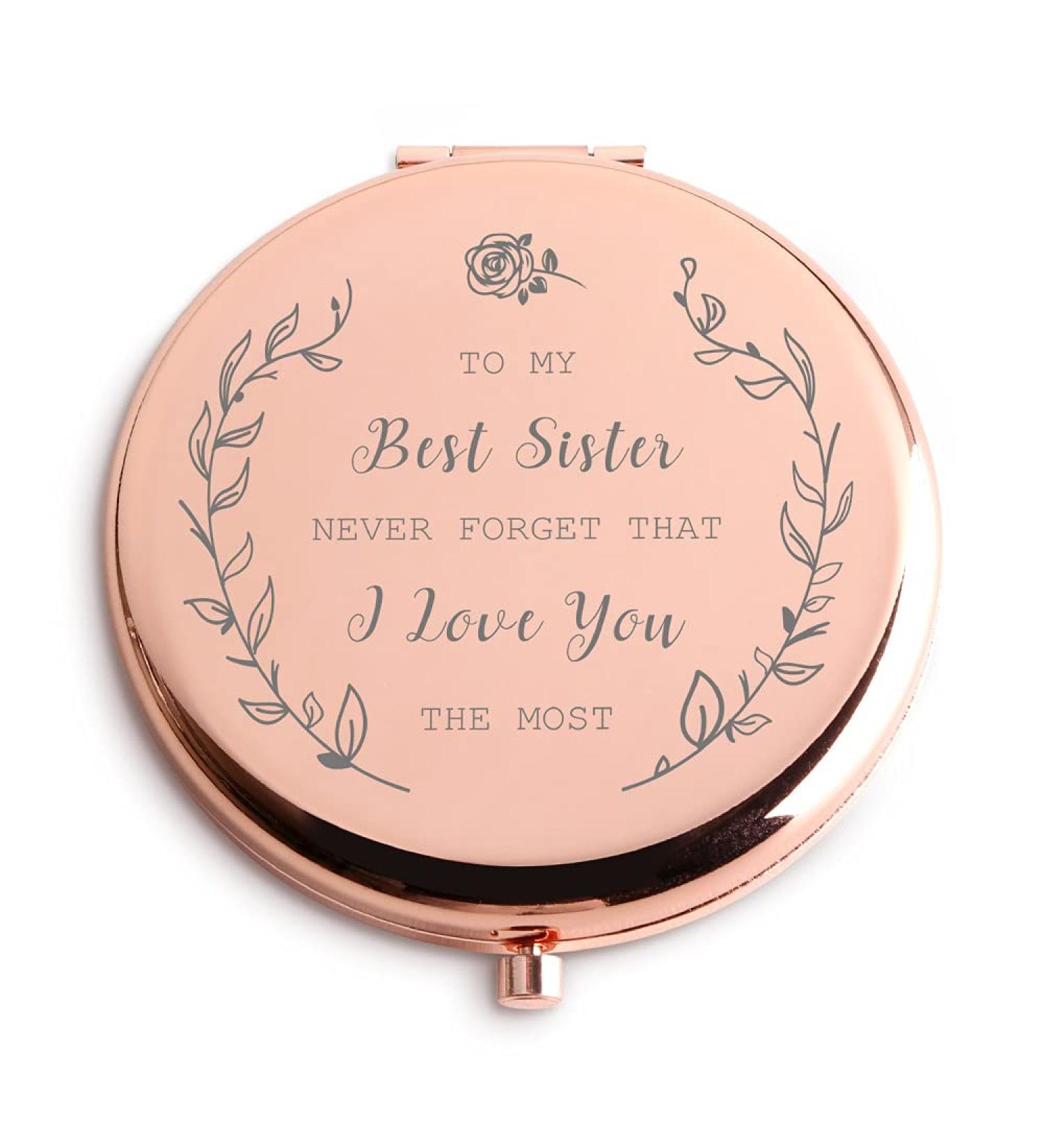 Sister Birthday Gift: Rose Gold Compact Makeup Mirror - Funny Sister Nurse Graduation Gift - Buy Online on GoSupps.com
