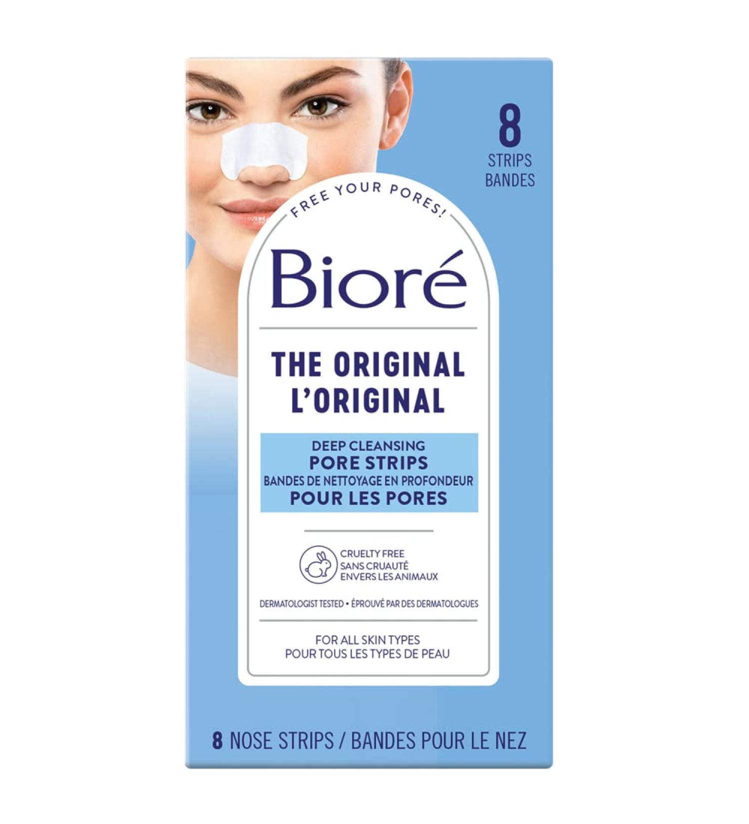 Bior Deep Cleansing Pore Strips for Instant Pore Unclogging and Blackhead Removal (8 Count) 8 count (Pack of 1) Original Strips - Buy Online on GoSupps.com