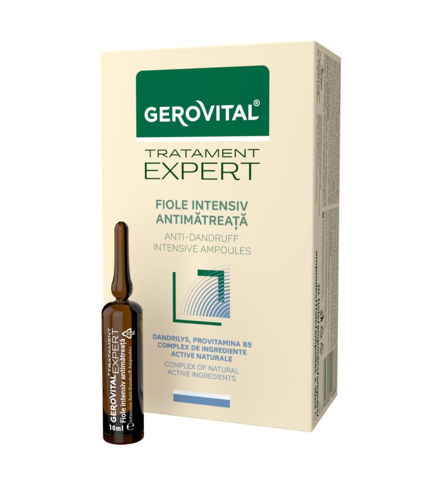 Gerovital Tratament Expert Ampoules Antipelliculaires Intensives Soin capillaire antipelliculaire 10 ampoules x 10 ml - Buy Online on GoSupps.com