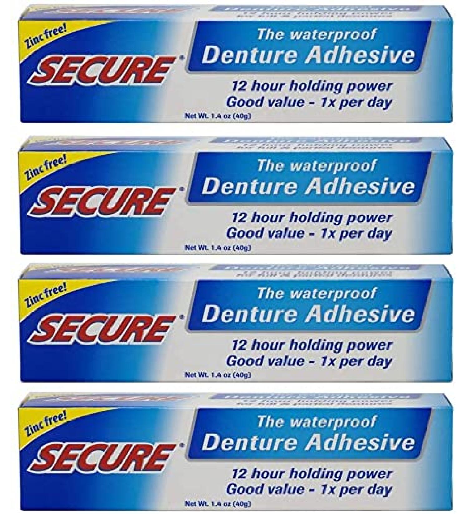 Zinc-Free Waterproof Denture Adhesive - Extra Strong Hold - 1.4 oz (Pack of 4) - Buy Online on GoSupps.com
