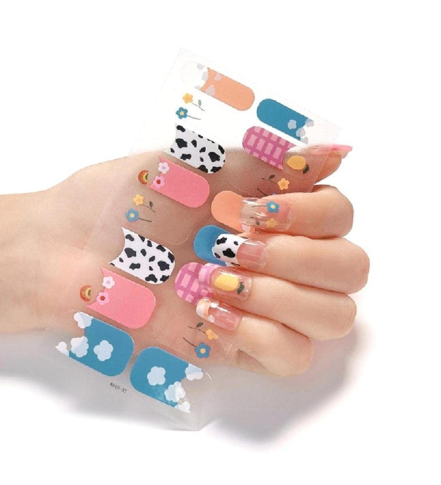 On Nail Polish Strips Glitter Starry Marble Semi Cured Gel Nail Polish Strips Gel Nail Stickers Full Nail Wraps on Nail Polish Strips Ze0248 - Buy Online on GoSupps.com