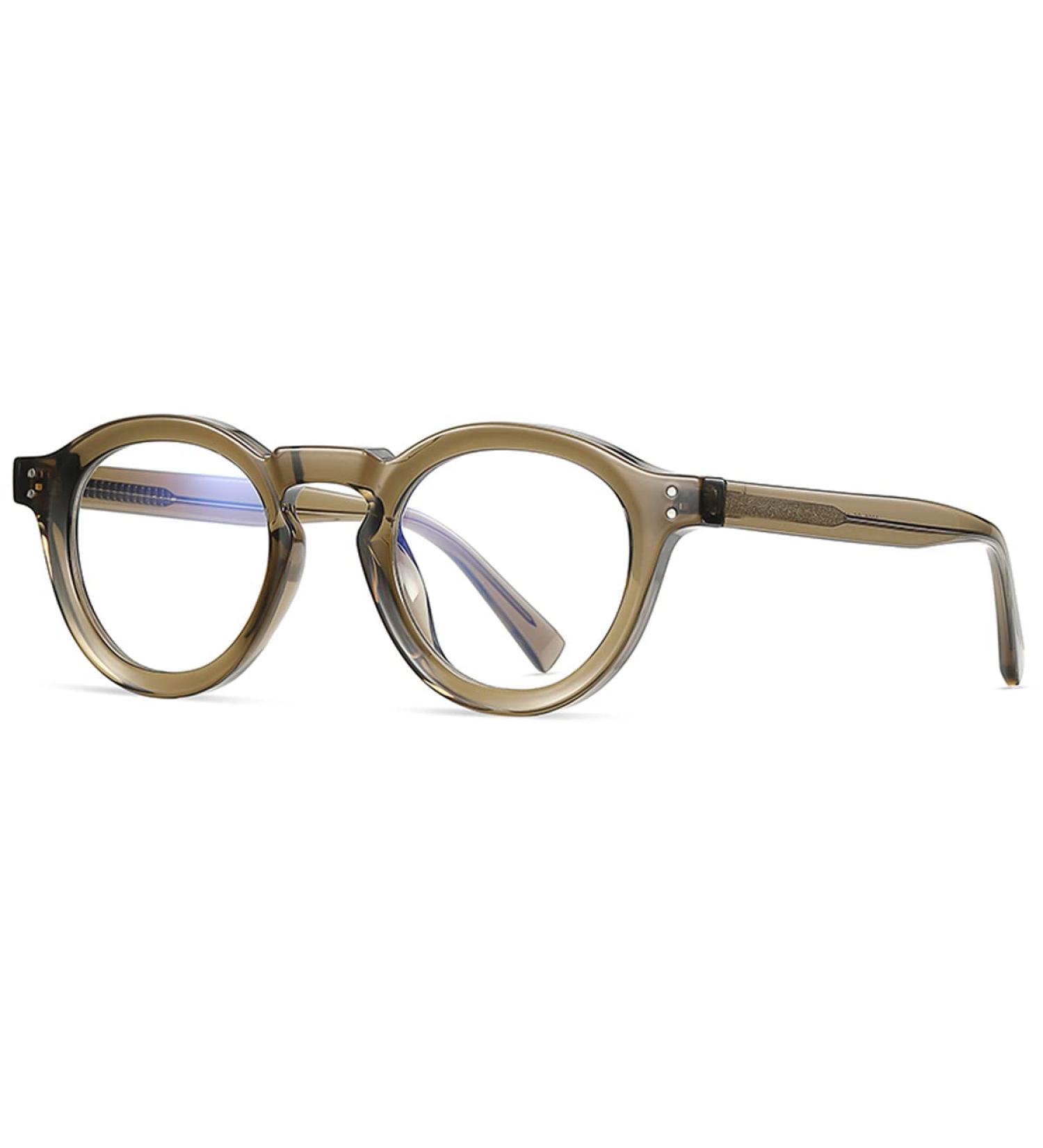 Kachawoo Retro Glasses Frame - TR90 Acetate Round Eyeglasses for Men & Women - Olive Green Non-Prescription Lens - Buy Online on GoSupps.com
