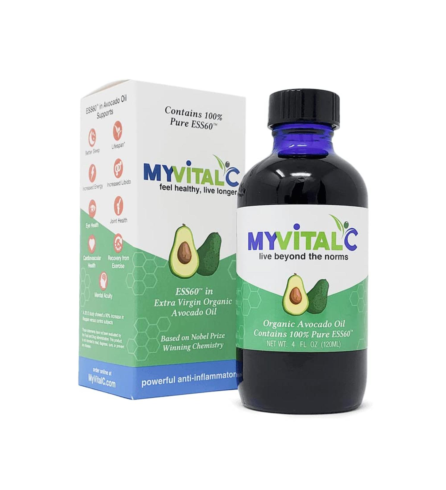 Organic Avocado Oil - Pure ESS60 Antioxidant Supplement for Anti-Aging Energy & Sleep - 120ML - International Shipping Available - Buy Online on GoSupps.com