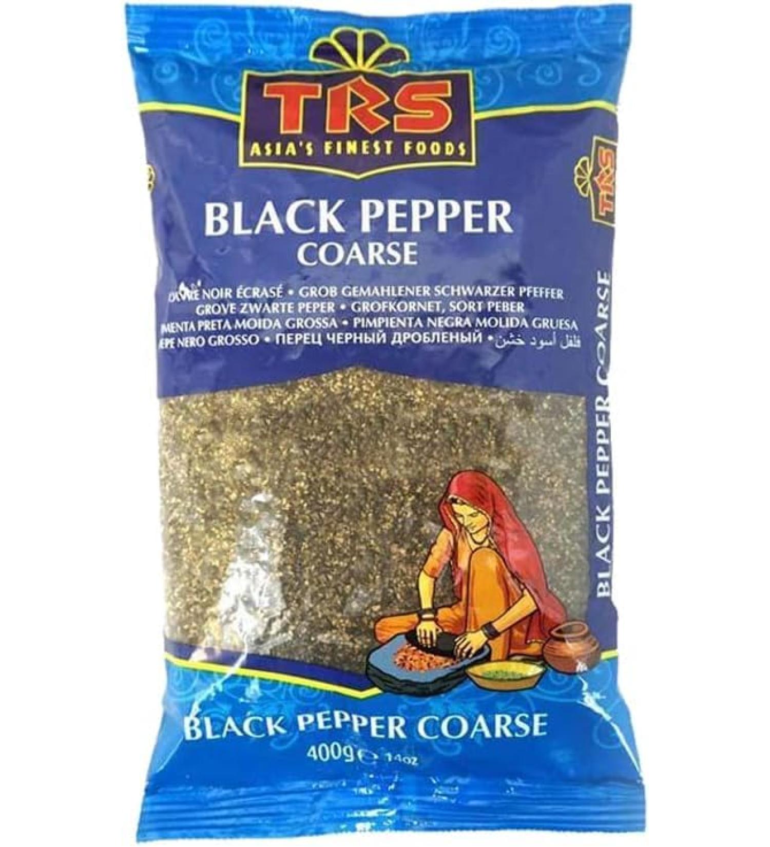 TRS Black Pepper Coarse | 400G |Crushed | Cracked Black Peppercorns | Spice Seasoning Dressing Coarse |Ground Black Pepper |Indian Origin