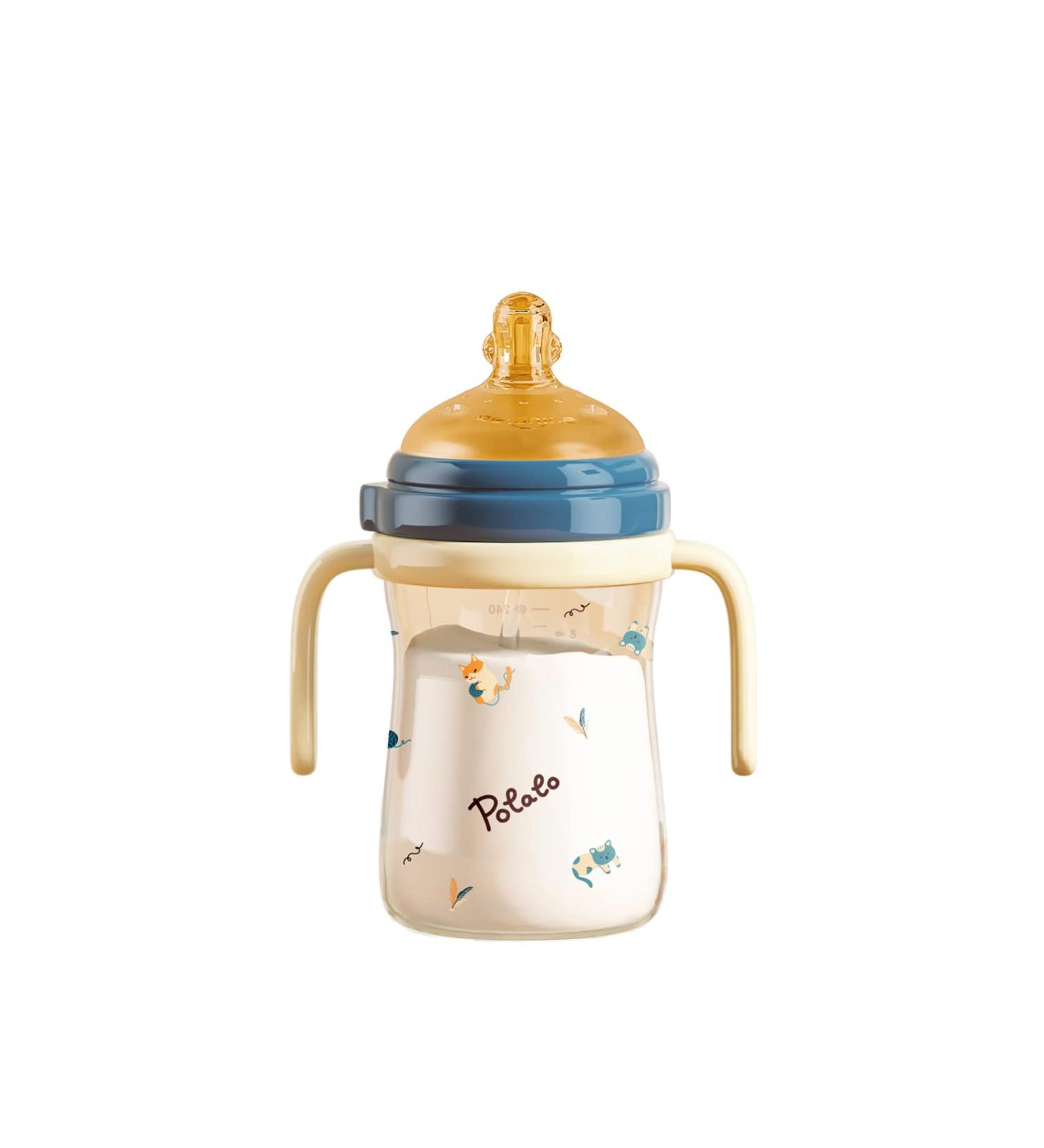 POTATO PPSU 8 oz Blue Baby Sippy Cup with Weight Straw Spill Proof - Toddler Learner Cup with Handle for Girls - Water Bottle for Babies - Buy Online on GoSupps.com