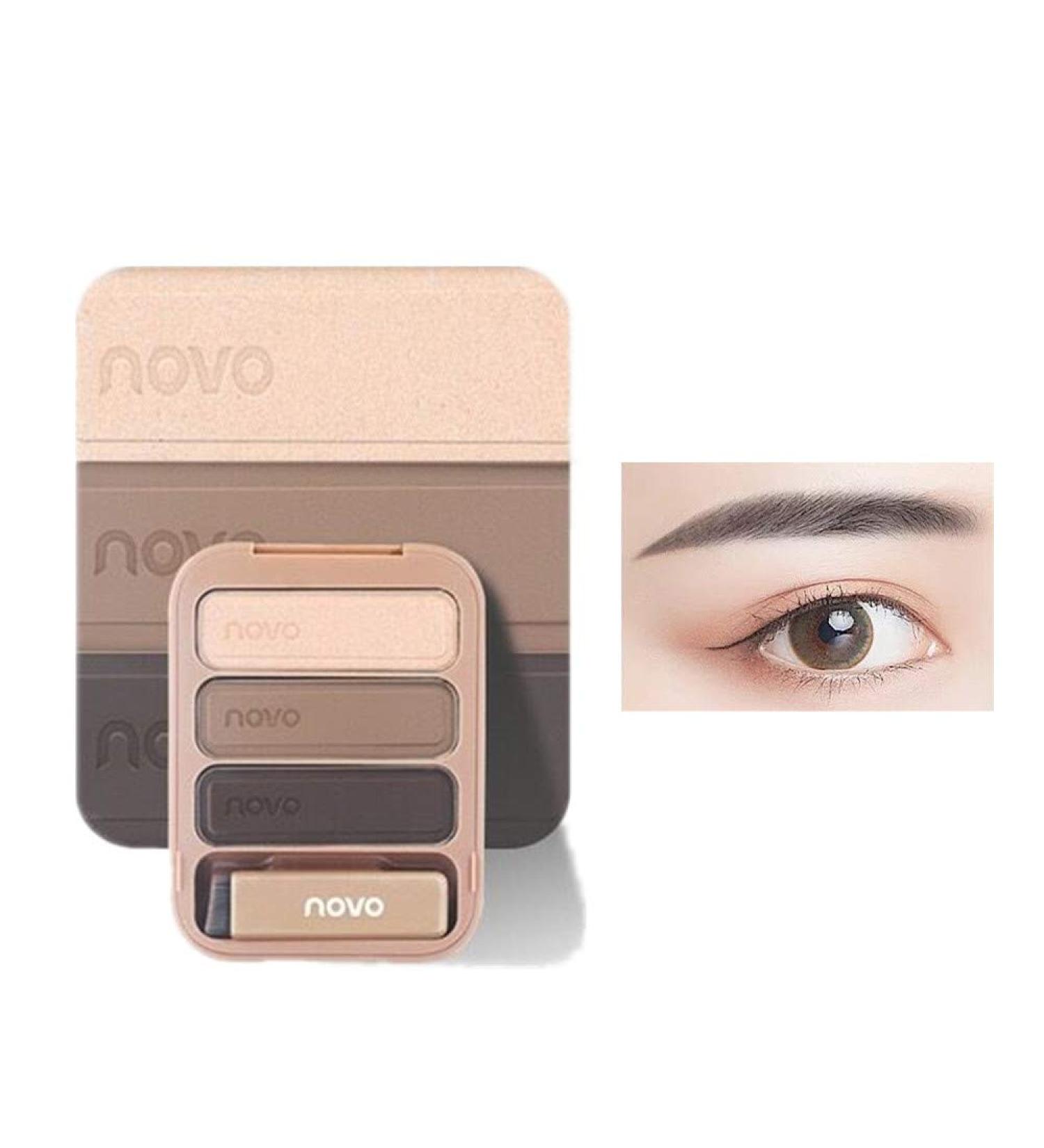 3 Colors Eyebrow Powder Palette Set - Waterproof Long Lasting Easy Application with Brush & Mirror | Gray Brown - Buy Online on GoSupps.com