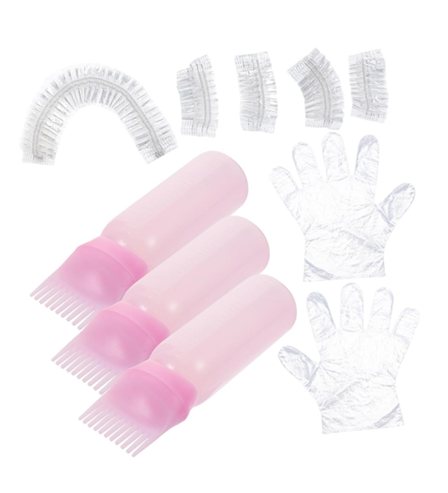 Beavorty 1 Set hair oil applicator hair coloring kit hair coloring tools hair oil bottle hair dying accessory kit shower caps hair applicator tool hairstyling gloves hair dye bleach plastic 6.9x4.8cm Pink - Buy Online on GoSupps.com