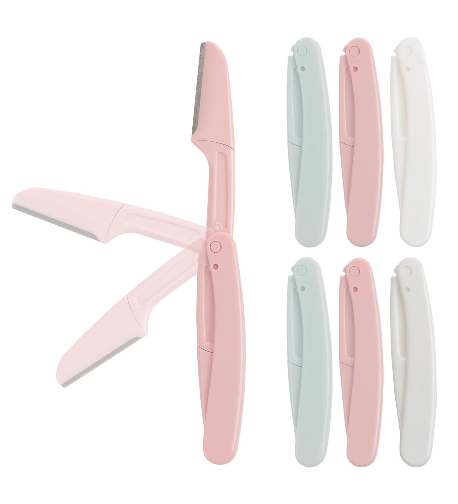 6-Piece Eyebrow Razor Set Foldable Trimmers for Face & Body | Green White Pink | Ideal for Women - Buy Online on GoSupps.com