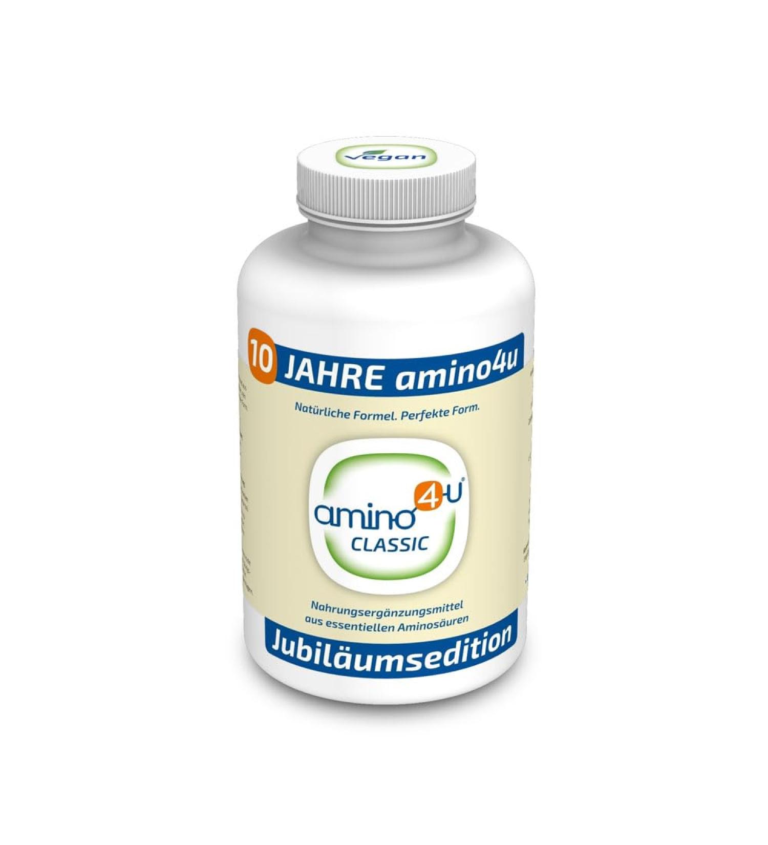 Amino4u 300g - Vegan Amino Acids Complex with 8 Essential EAA & BCAA | 300 Tablets - Additive-Free Made in Germany - International Shipping Available - Buy Online on GoSupps.com