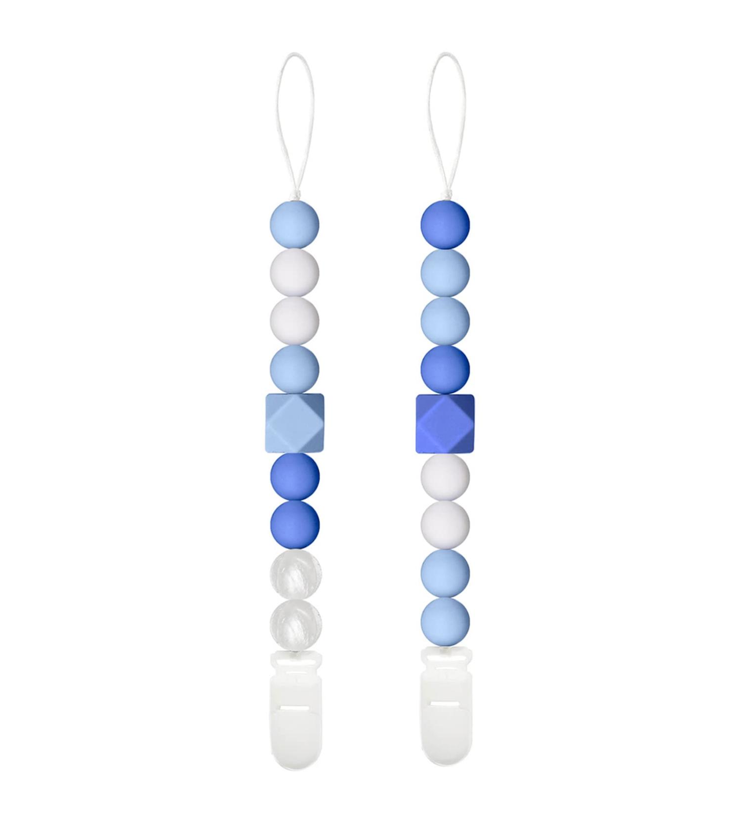 Flow Fire Silicone Dummy Clip - 2Pcs Baby Dummy Clips for Boys and Girls | Fits All Soothers and Dummies - Blue - Buy Online on GoSupps.com