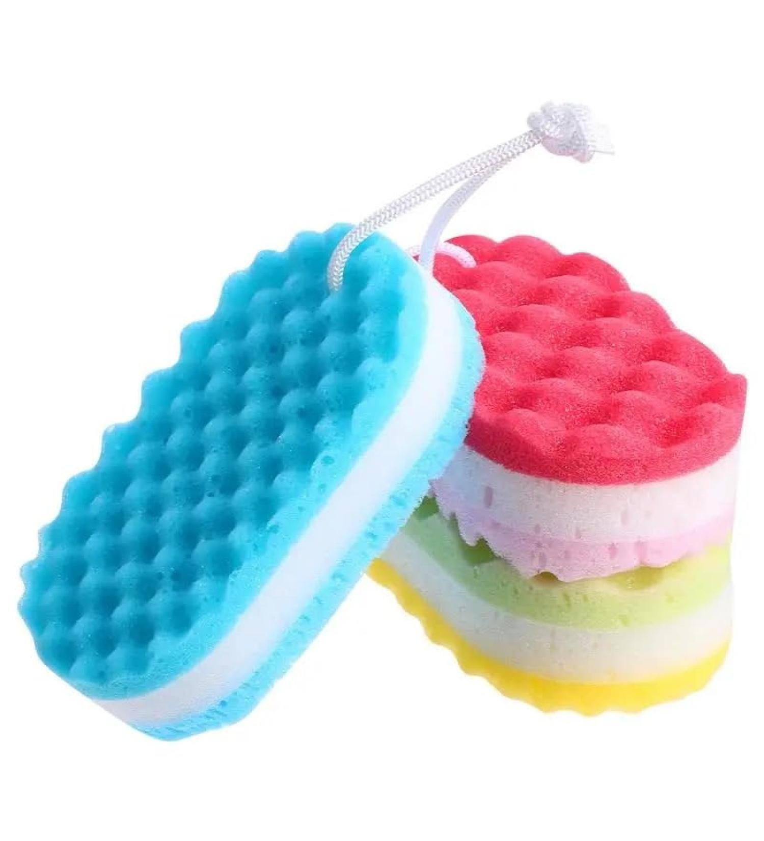 Bath Sponge 3 Pieces of Shower Sponge Double-Sided Exfoliating Sponge Cleaning Body Exfoliating Cloth Sponges Bath - Buy Online on GoSupps.com