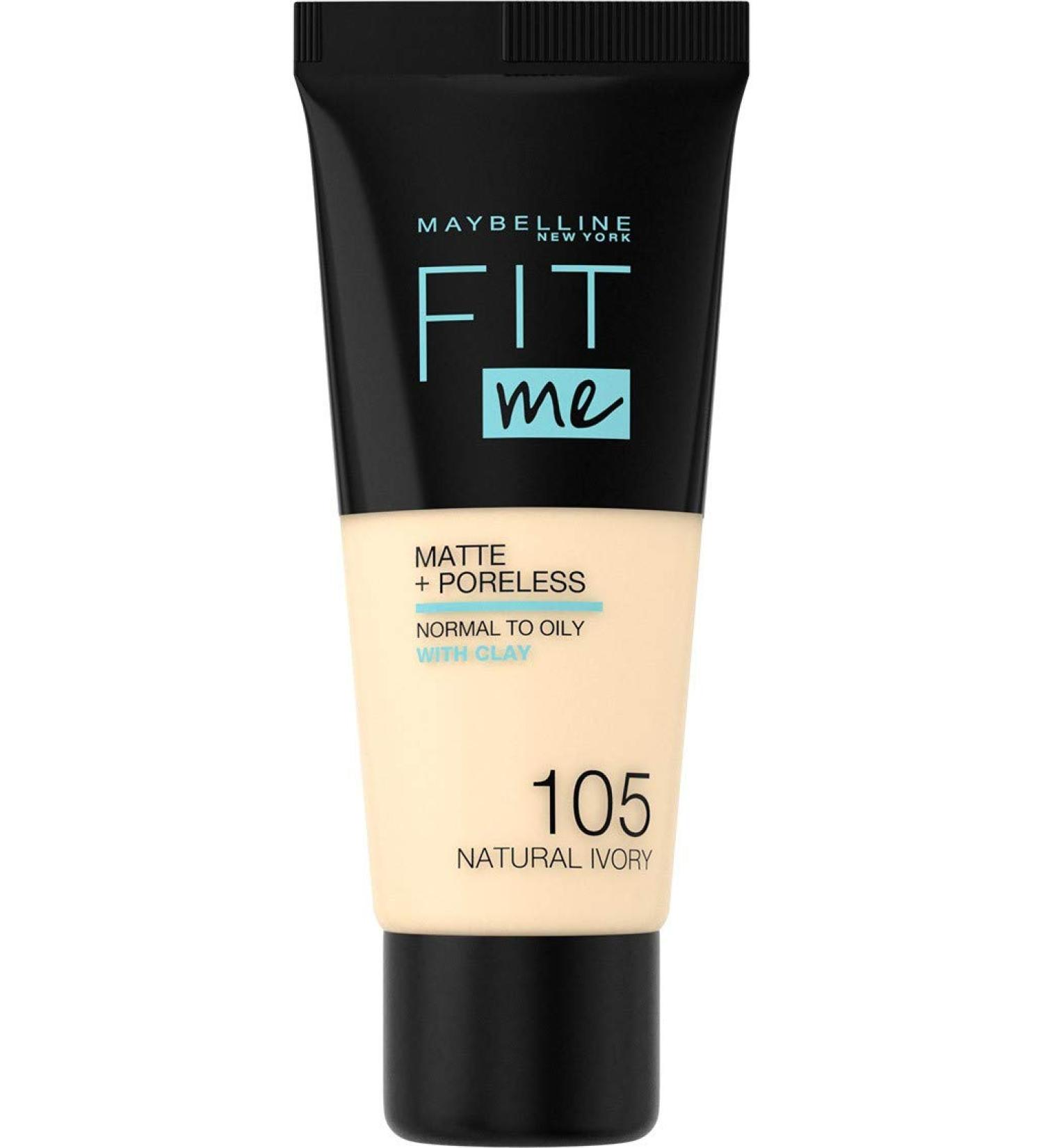 Maybelline New-York Fit Me Matte & Poreless Fluid Foundation Normal to Oily Skin Shade 105 Natural Ivory 30 ml - Buy Online on GoSupps.com