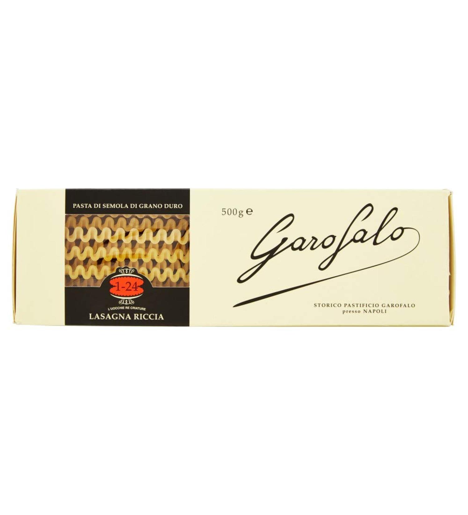 Garofalo Garofalo di Gragnano PGI Lasagne Riccia No. 1-24 Durum of Wheat Semolina 100% Neapolitan 500 g Pack of 16
