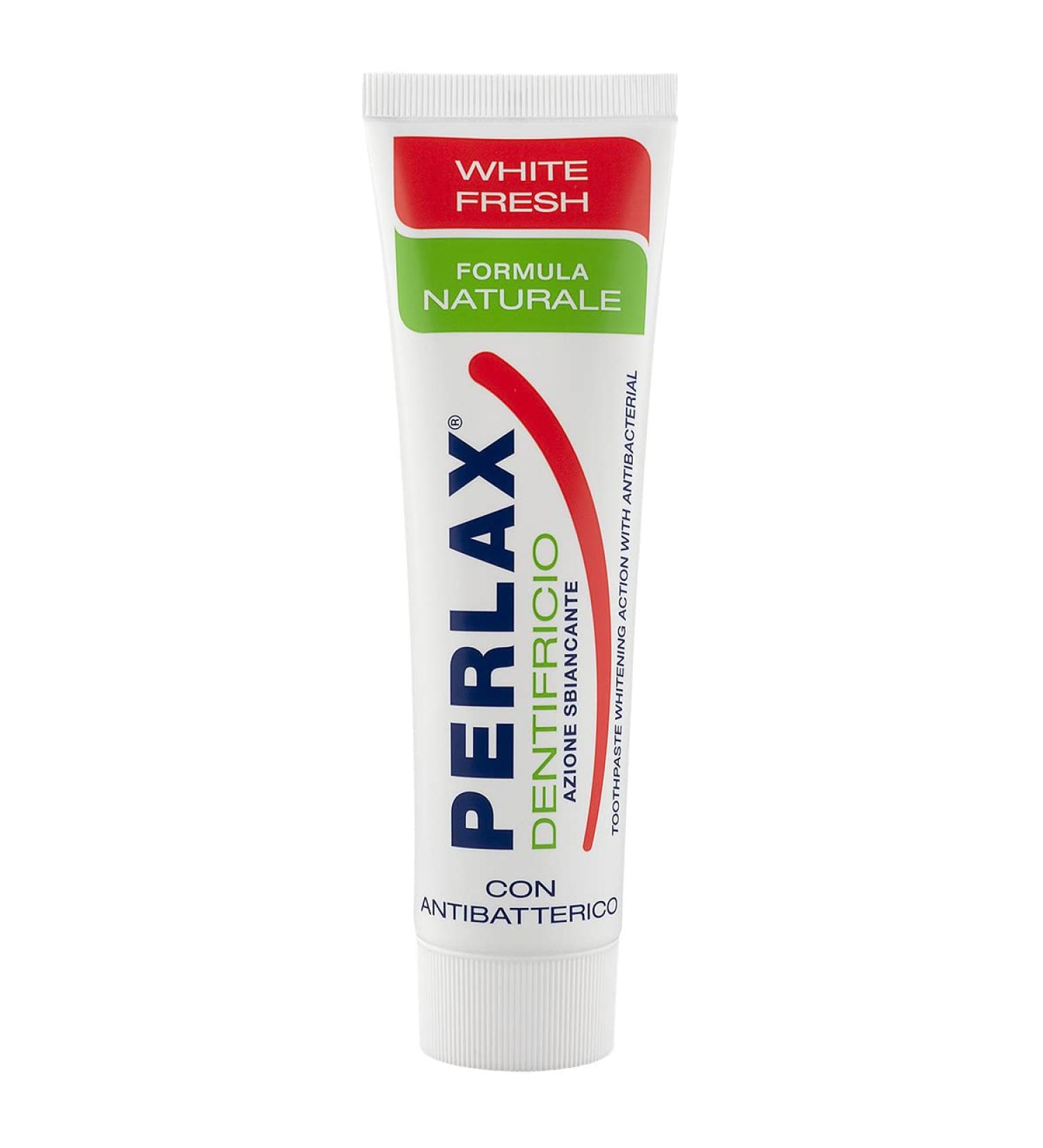 Perlax White Fresh Toothpaste Whitening Action With Antibacterial Natural Formula Lasting Fresh Feeling Protects Against Plaque and Cavities 100 ml
