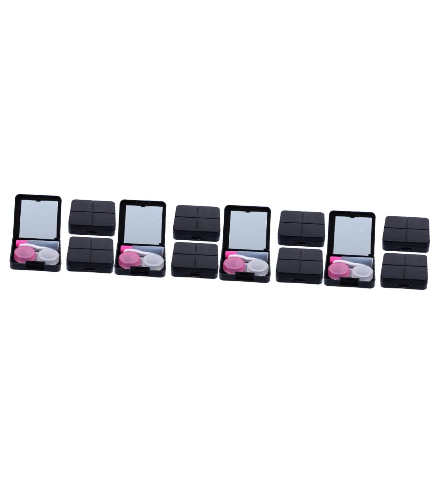 Buy Homsfou 12-Slot Contact Lens Case with Mirror - Travel-Friendly Colored Lens Holder Box (Black 4pcs) | Durable & Compact - Perfect for International Shipping - Buy Online on GoSupps.com