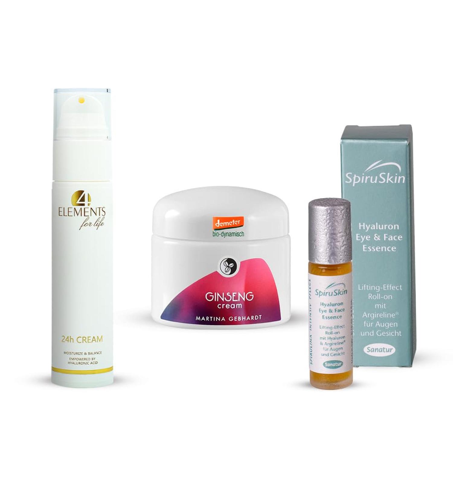 Ginseng Glow Collection: 24-hour cream by 4 Elements for Life Hyaluronic Acid Eye and Face Oil by SpiruSkin Ginseng Cream by Martina Gehardt - Buy Online on GoSupps.com