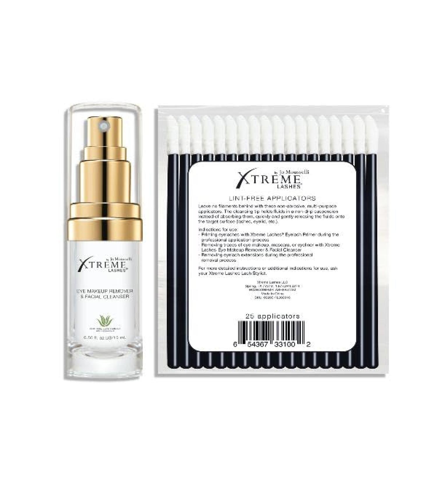 Xtreme Lashes Mini Cleansing Kit | Eyelash Extension Safe Makeup Remover & Facial Cleanser | Includes 15mL Cleanser & 25 Applicators - Buy Online on GoSupps.com