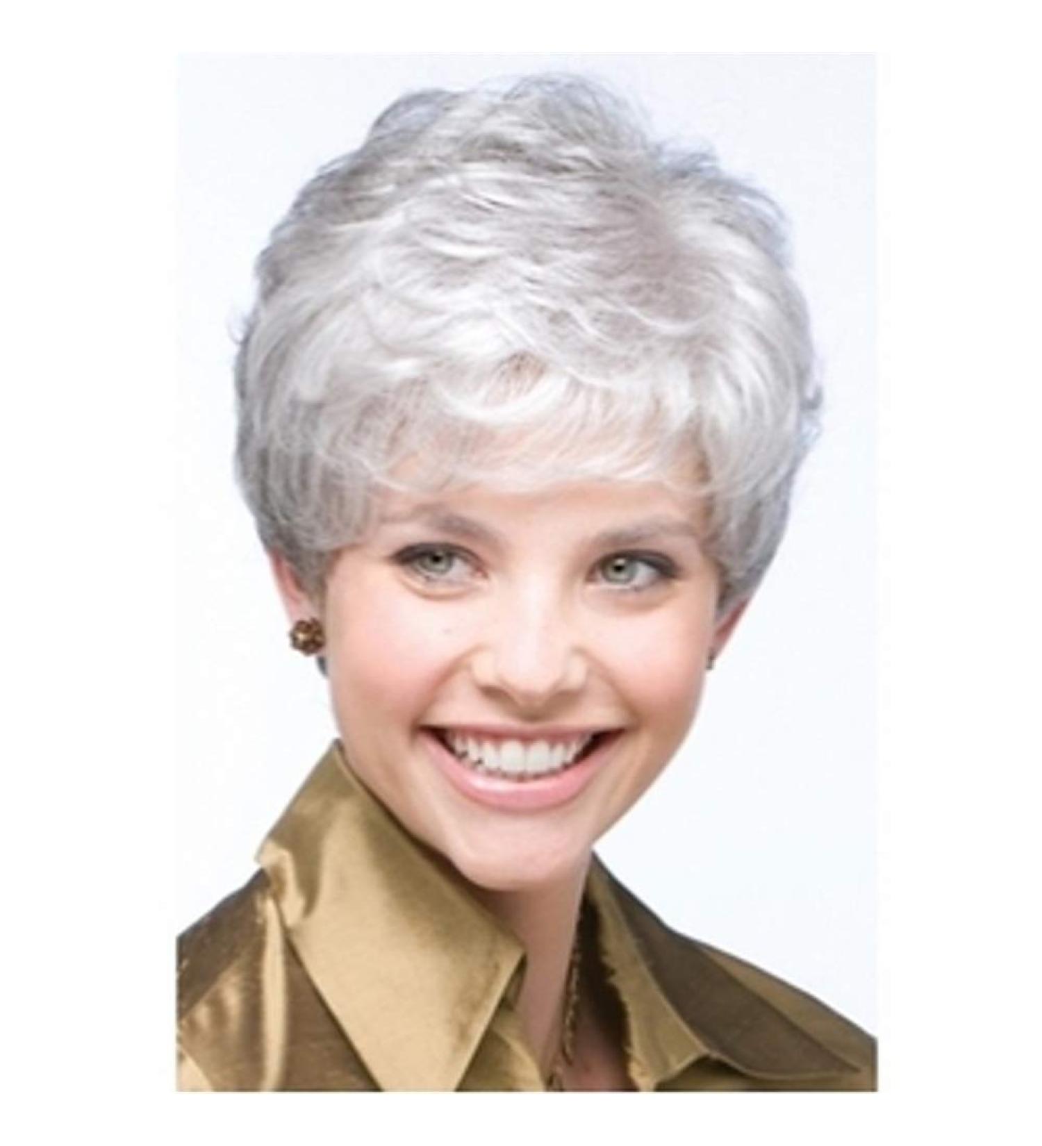 Silver Gray Short Wigs for Women - Natural Curly & Wavy Party Hair | 80-100g Full Fluffy Style - Buy Online on GoSupps.com