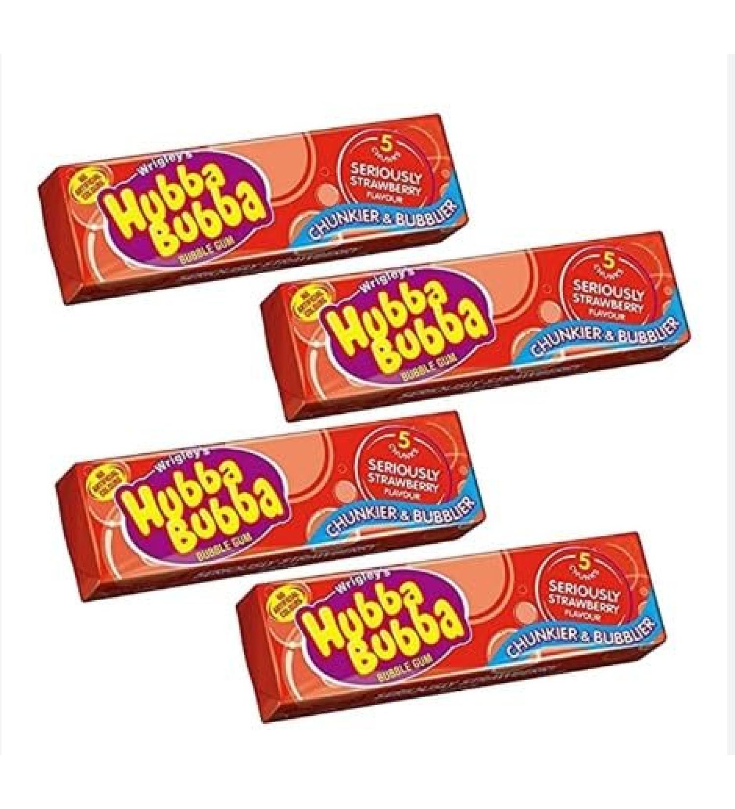 Wrigley's Hubba Bubba Bubble Gum Seriously Strawberry Flavour 5 Chunks 35G x Case of 20 Delicious Yummy Flavour - Buy Online on GoSupps.com