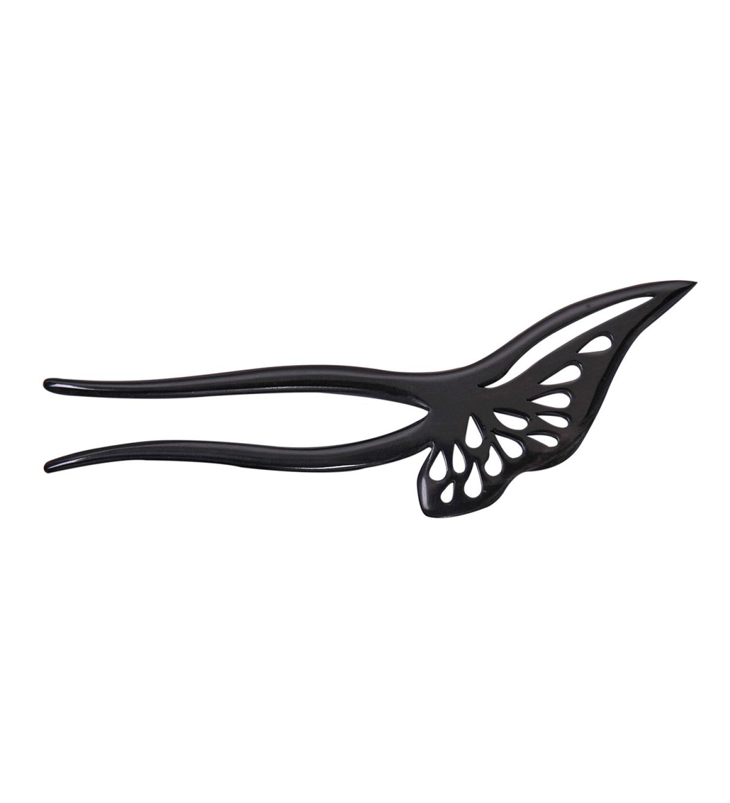 Marycrafts Butterfly Buffalo Horn Hair Fork Hair Accessories For Women Black Shade