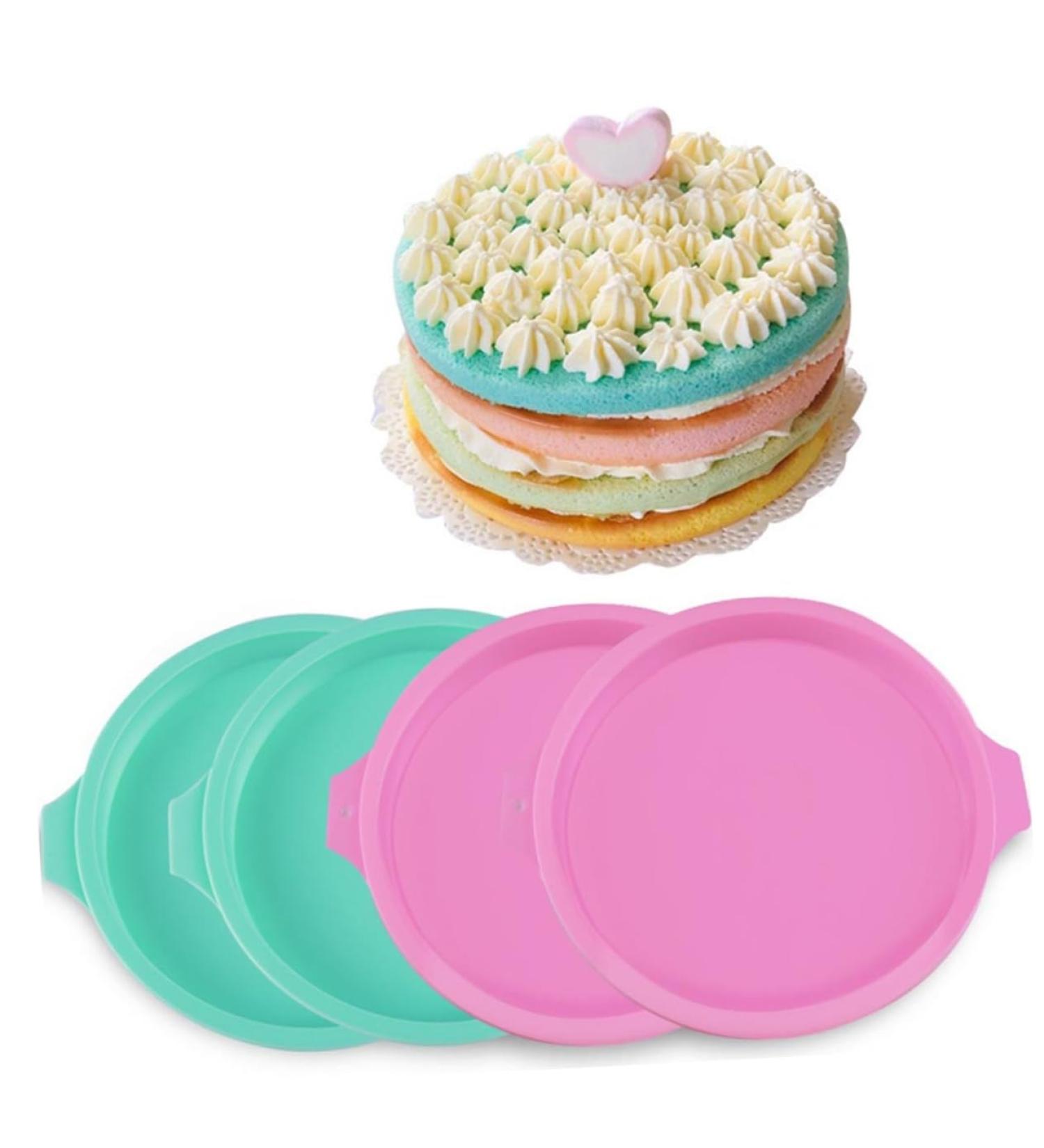 OUNONA 4pcs Silicone Cake Mold Heart Cake Pan Rainbow Cake Baking Pan Silicone Molds Silicone Bakeware Round Cake Pans Fondant Molds Cakes Cake Mold for Home Baking Supplies 21 21 2.5cm - Buy Online on GoSupps.com