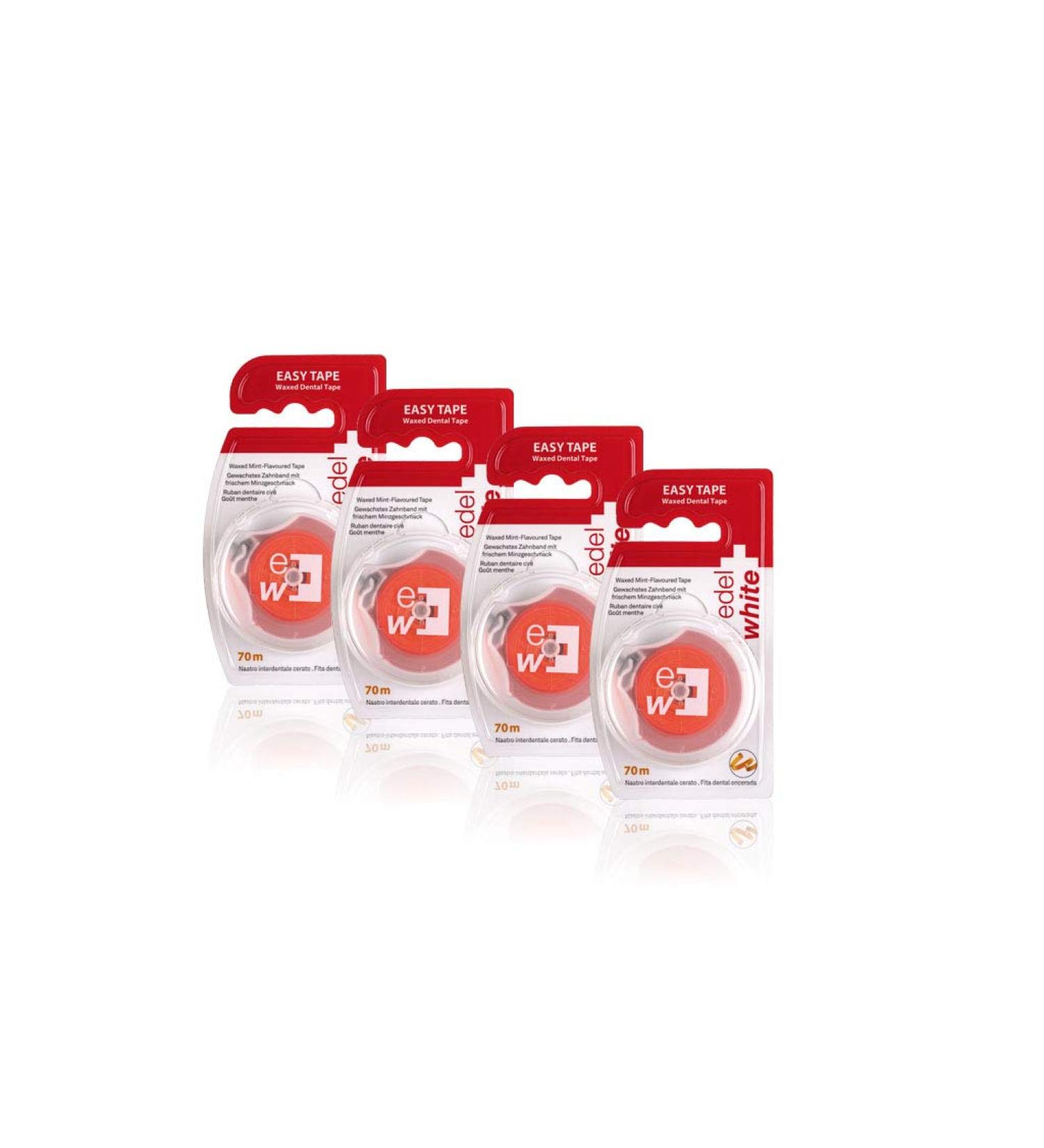 edel+white Easy Tape Dental Floss Waxed - 4 Pieces | International Shipping Available - Buy Online on GoSupps.com