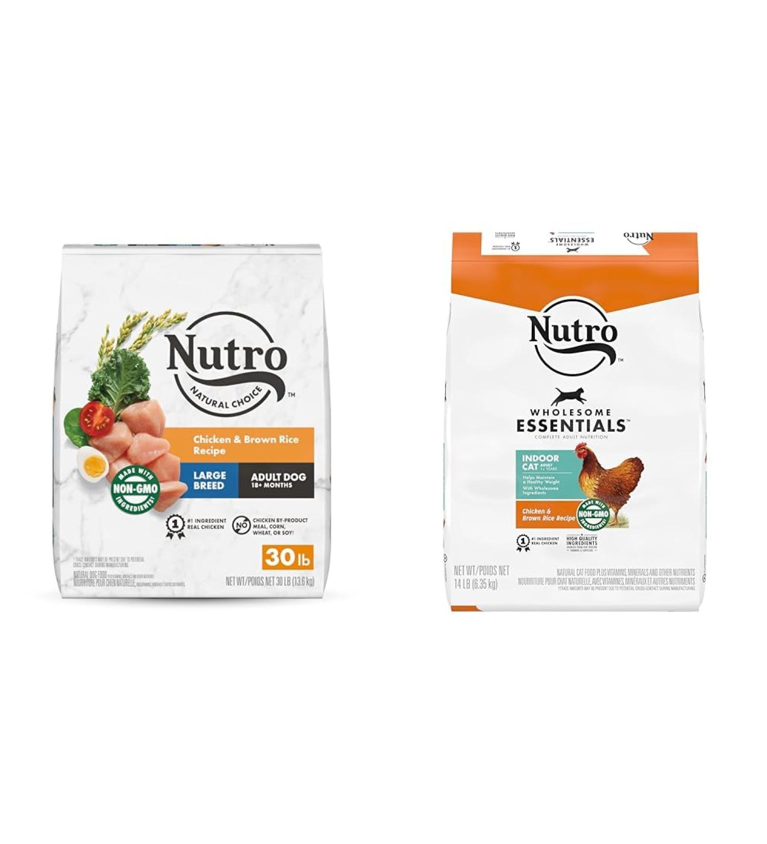 NUTRO NATURAL CHOICE Adult Large Breed Dry Dog Food Farm-Raised Chicken Brown Rice & Sweet Potato & WHOLESOME ESSENTIALS Indoor Adult Dry Cat Food Chicken & Brown Rice 6.35kg Bag Large Adult + Pet Food 6.35 kg Chicken 13.6 kg (Pack of 1) - Buy Online on GoSupps.com
