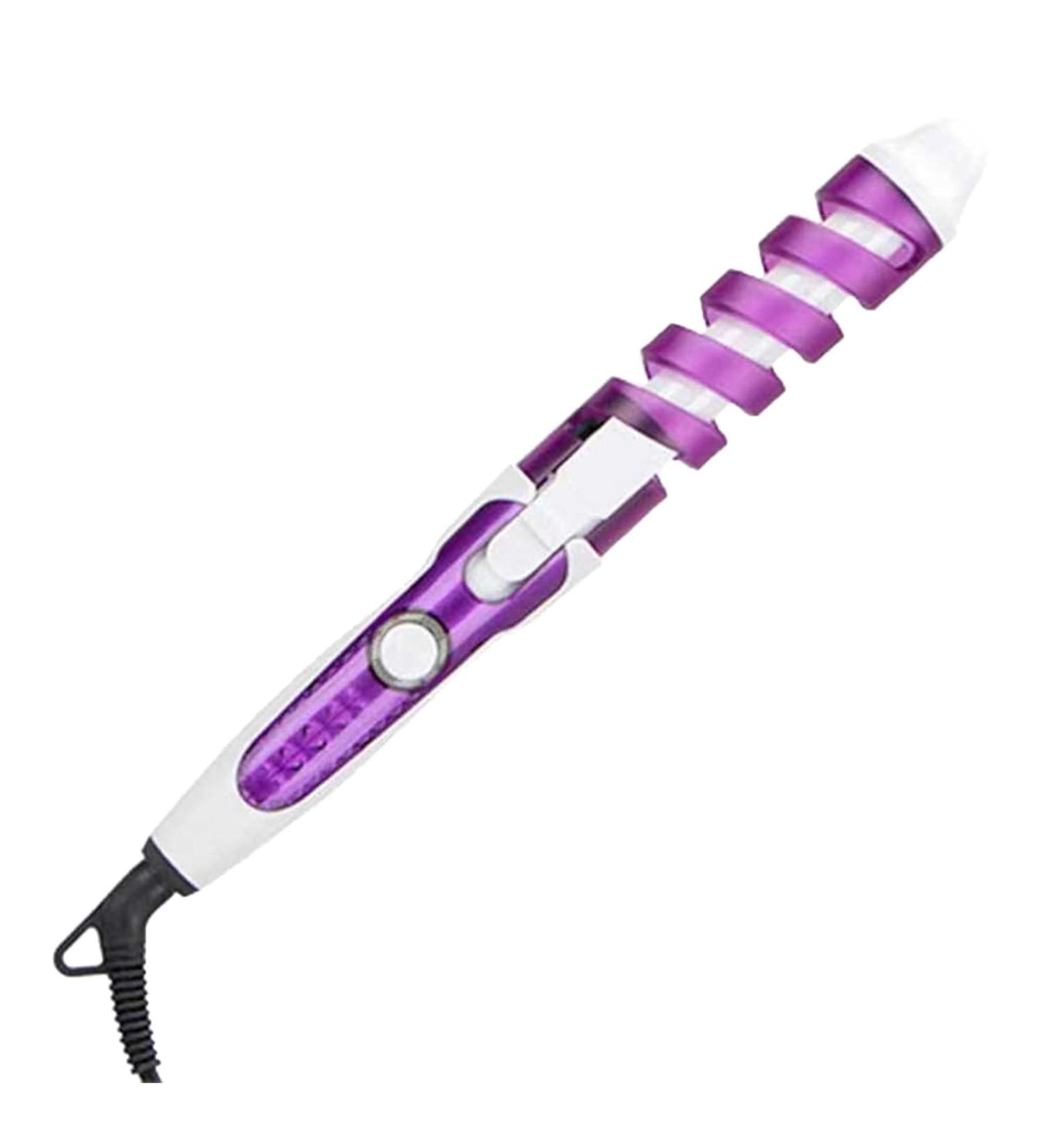 Buy Electric Hair Curler - Portable Ceramic Spiral Wand for Beach Waves | Travel Hair Styling Tool in Purple - Buy Online on GoSupps.com