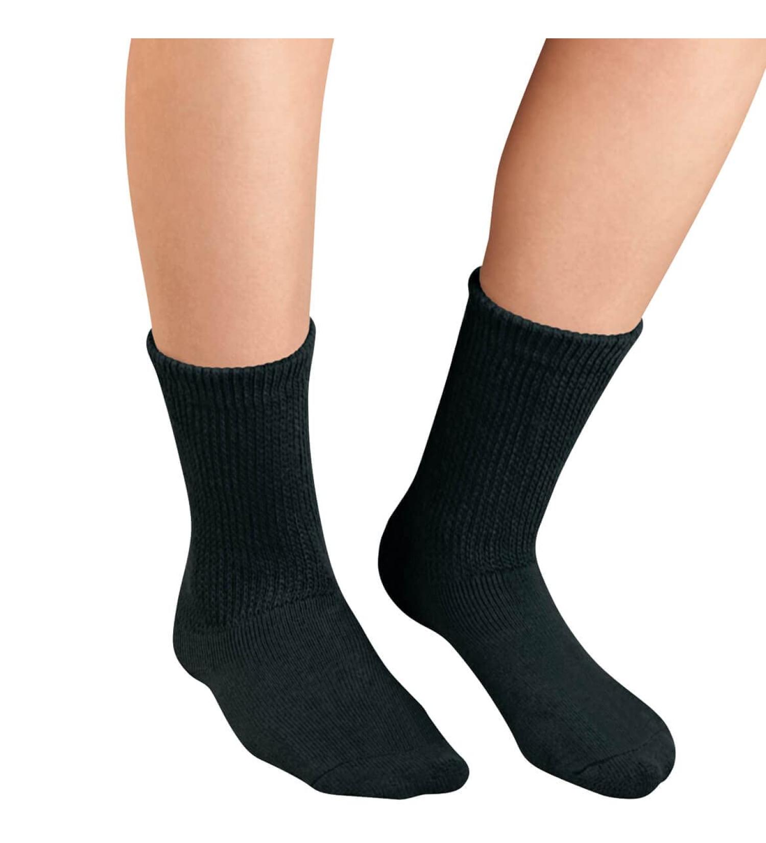 Silver StepsTM Extra Plush Crew Cut Diabetic Socks 3 Pair - Large Black - Buy Online on GoSupps.com