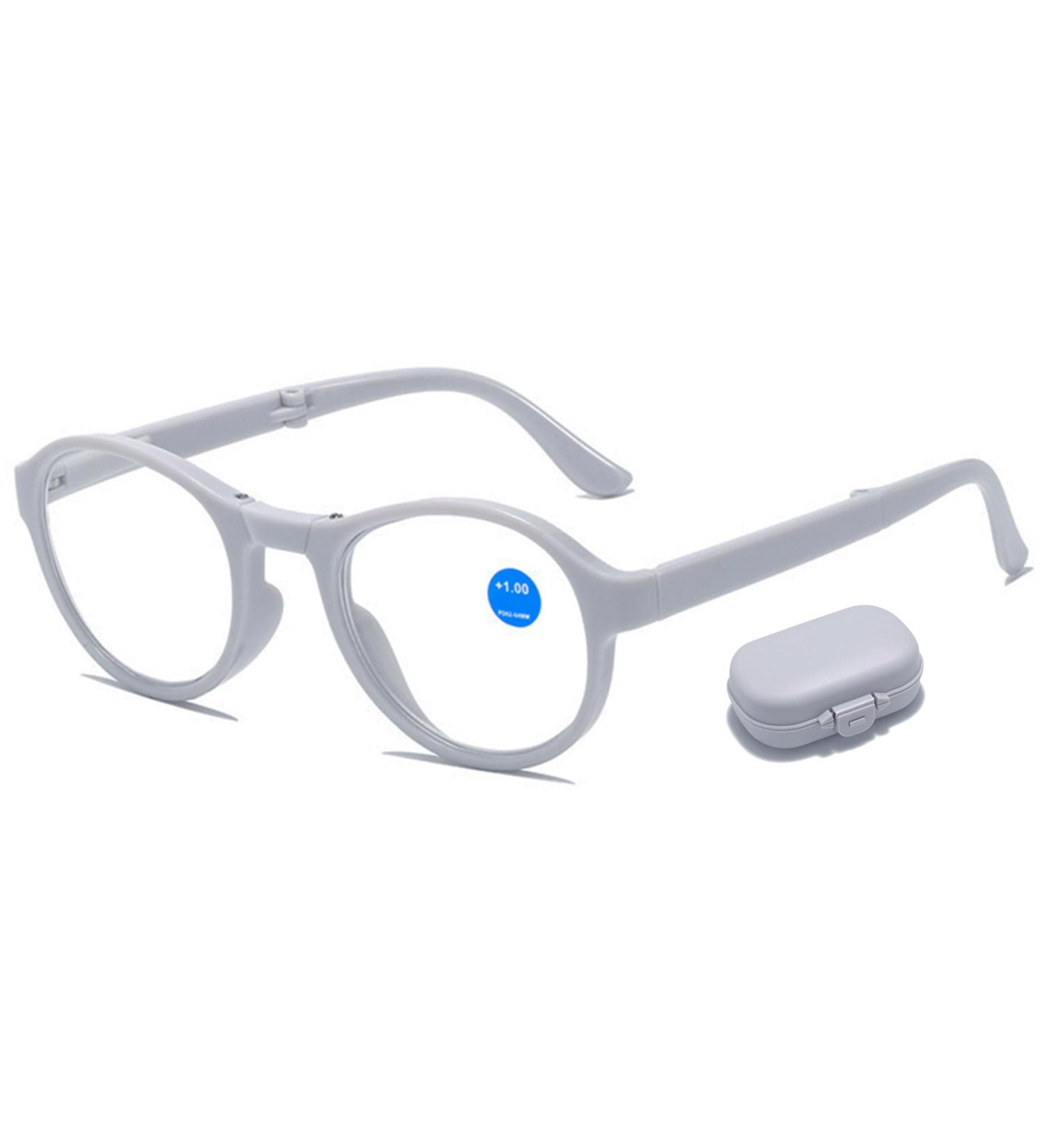 Buy Lanomi Foldable Varifocal Glasses | Blue Light Filter Reading Glasses | Compact Progressive Multifocal Visual Aid | Ultralight Portable Multifocus Eyewear with Case (Gray/White) 1.0x - Buy Online on GoSupps.com