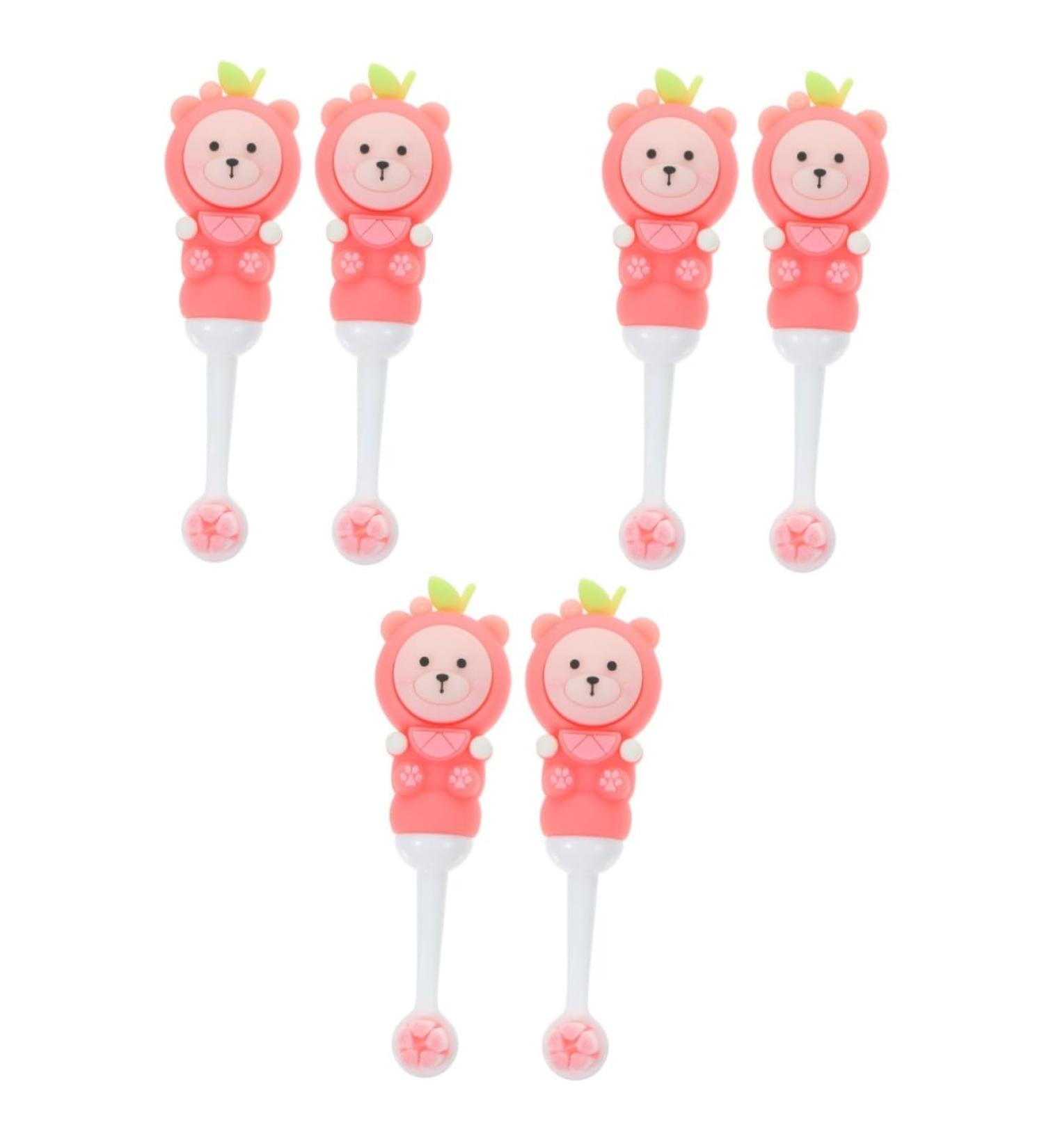 Healvian Children's Toothbrush Set - 6 Soft Bristle Cartoon Baby Brushes for Toddler Teeth Care - Pink Bear Design - Buy Online on GoSupps.com