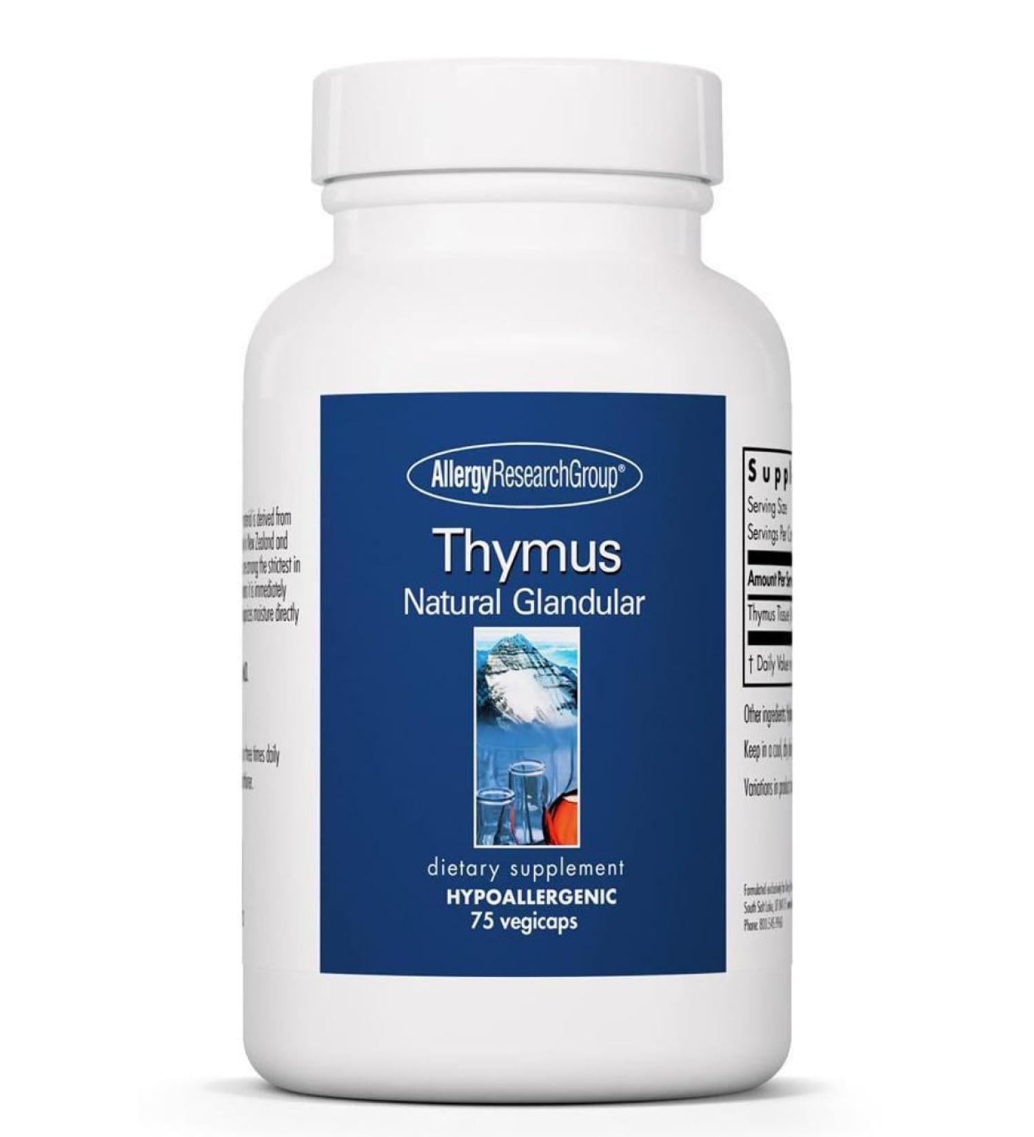 Allergy Research Group Thymus Supplement - Thymus Tissue Glandular Extract 1000mg Raw Thymus Glandular Ovine Lyophilized Hypoallergenic - 75 Count - Buy Online on GoSupps.com
