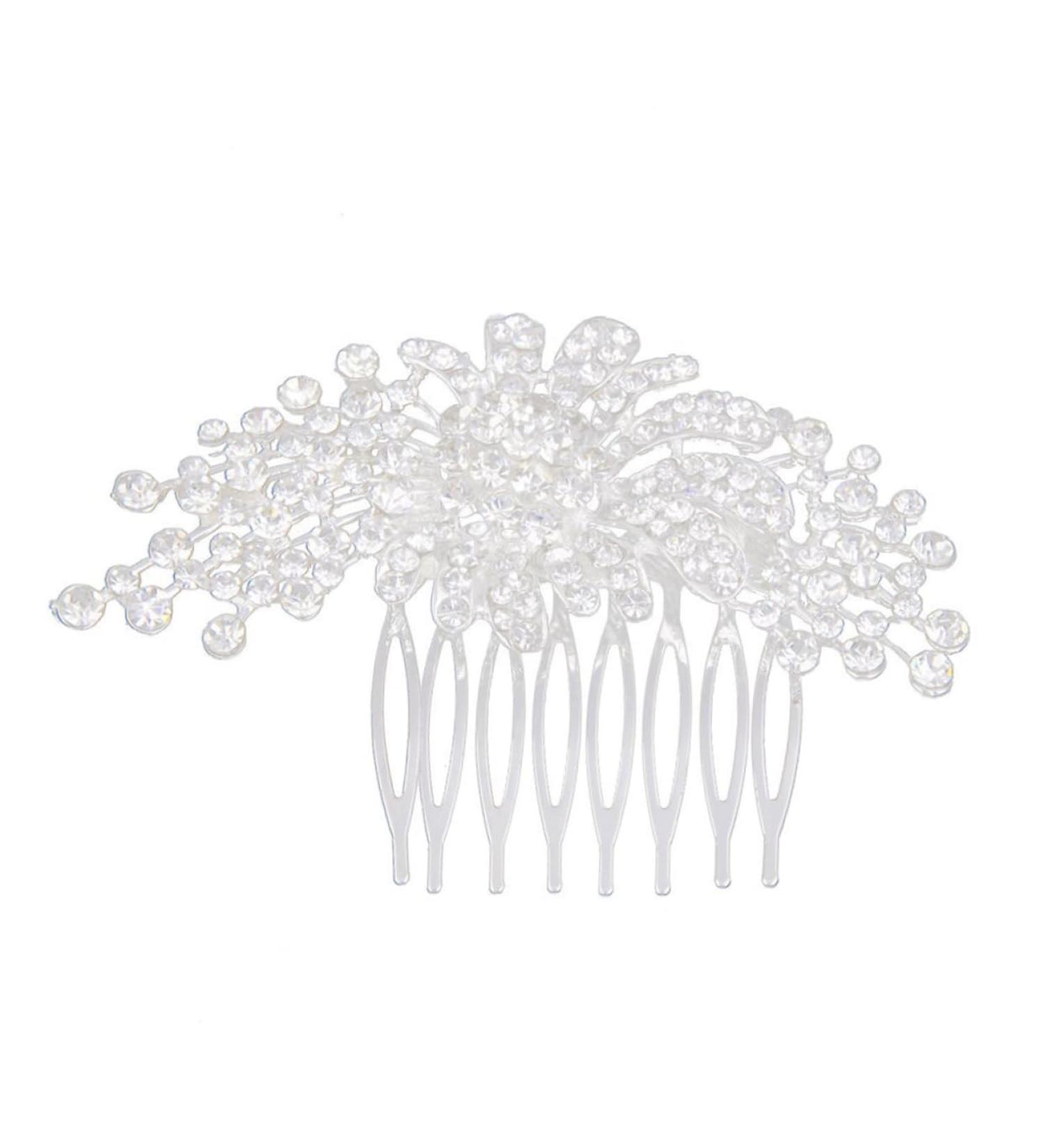 DOITOOL Bridal Wedding Hair Comb Slide Clip Rhinestone Hair Comb Floral Rhinestone Hair Pin Full Diamond Accessories Bride - Buy Online on GoSupps.com