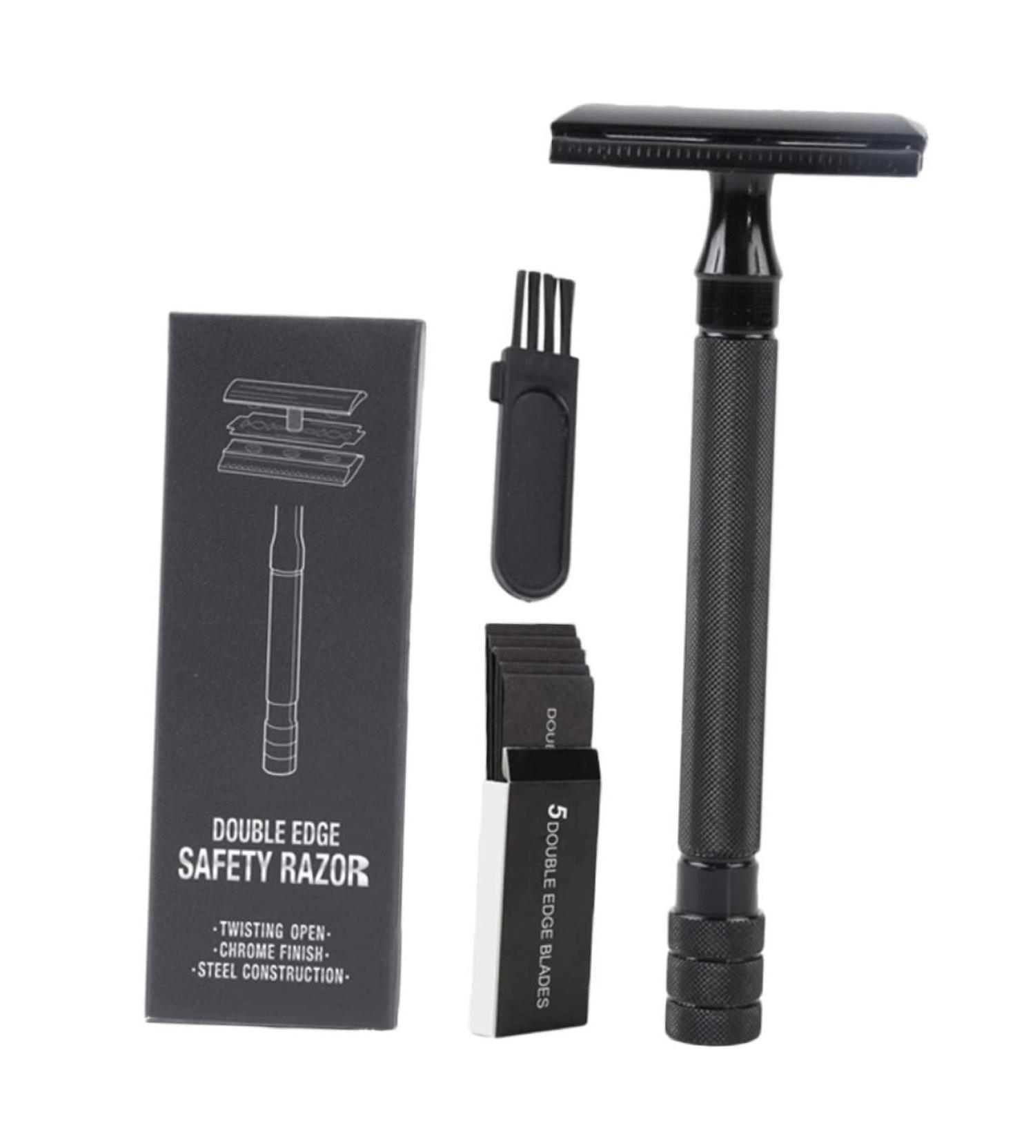 Angoily Manual Razor Set - Reusable Double-Edged Beard Shaver with Butterfly Opening | Stainless Steel Blade | 10.3x4cm - International Shipping - Buy Online on GoSupps.com