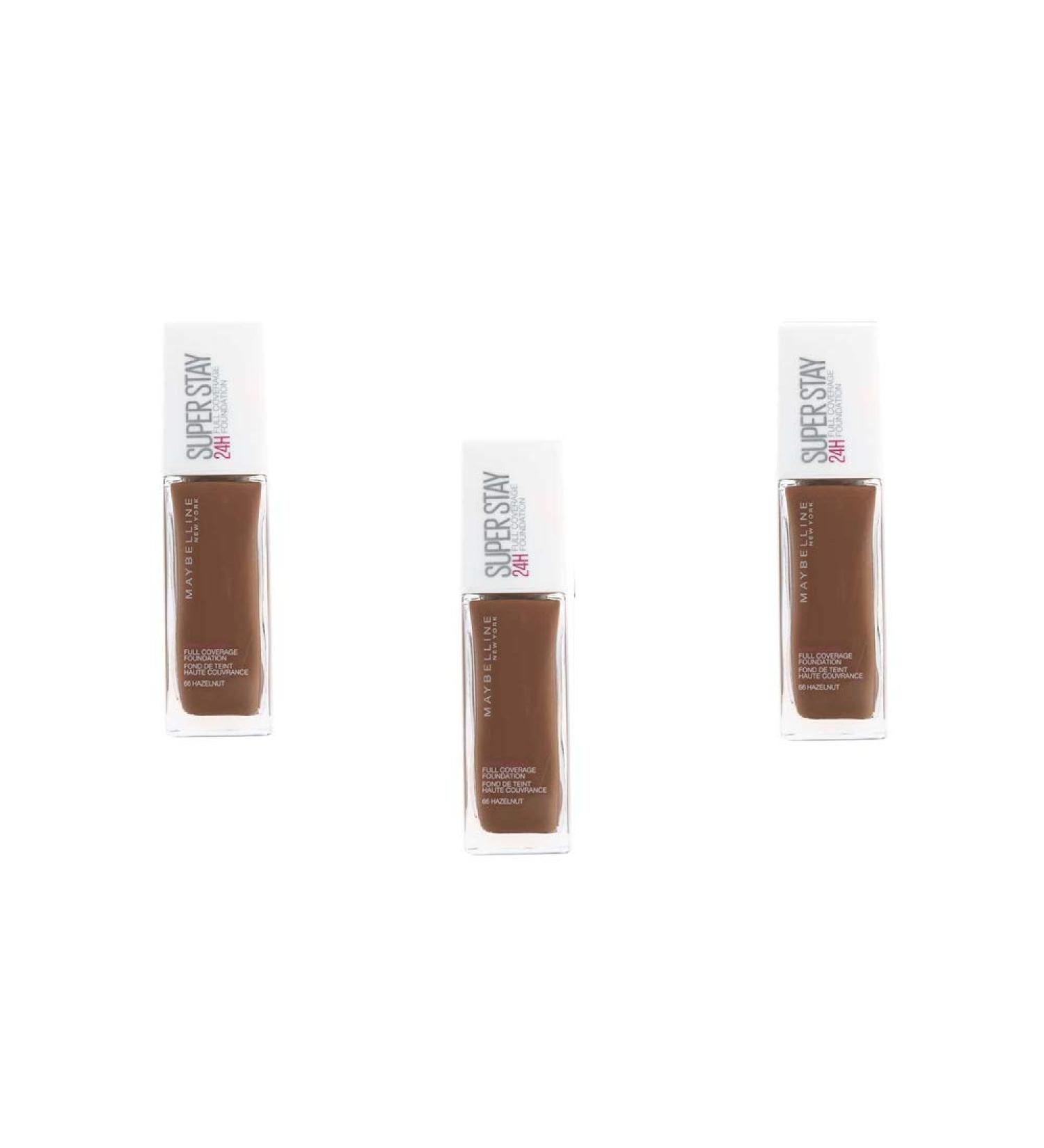 Maybelline New York Superstay 24H Liquid Foundation - 66 Hazelnut Pack of 3 (3 x 30 ml) - Buy Online on GoSupps.com