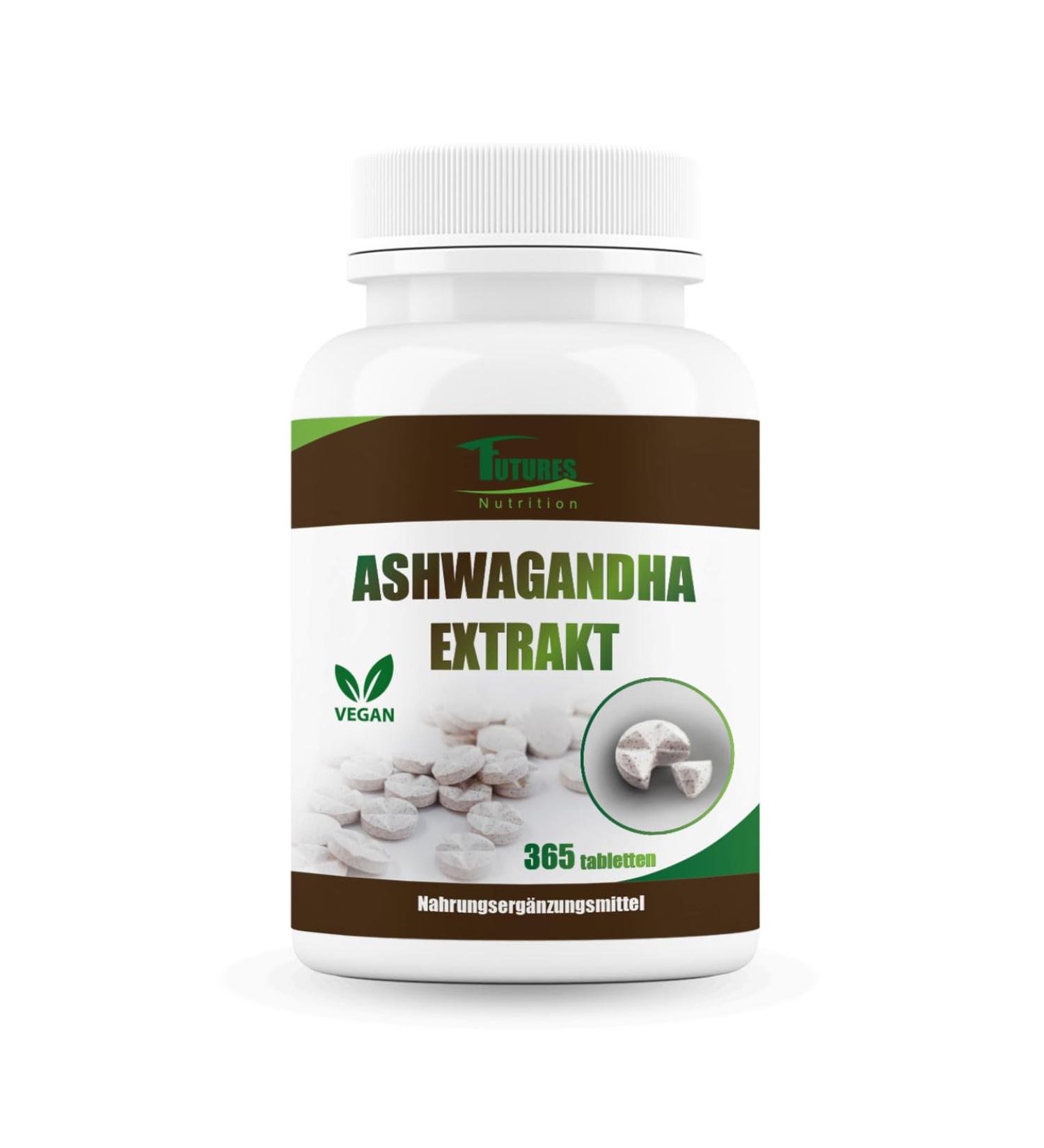 Futures Nutrition Ashwagandha Extract 1500mg - Vegan Anti-Stress Supplement - 365 Tablets with 10% Withanolides - Additive-Free Sleep Aid - Buy Online on GoSupps.com