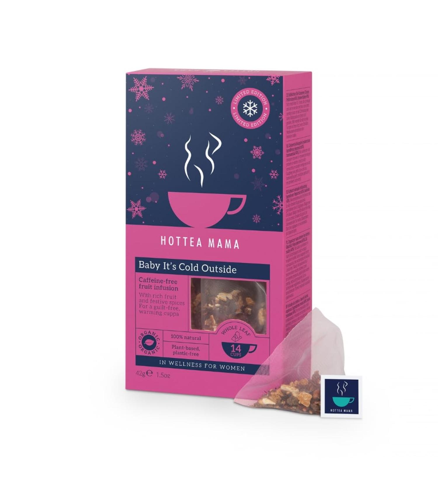HOTTEA MAMA | Baby It s Cold Outside | Organic Whole Fruit Tea | Mulled | Caffeine Free | Christmas Tea | 14 Whole Leaf Biodegradable Pyramid Bags - Buy Online on GoSupps.com