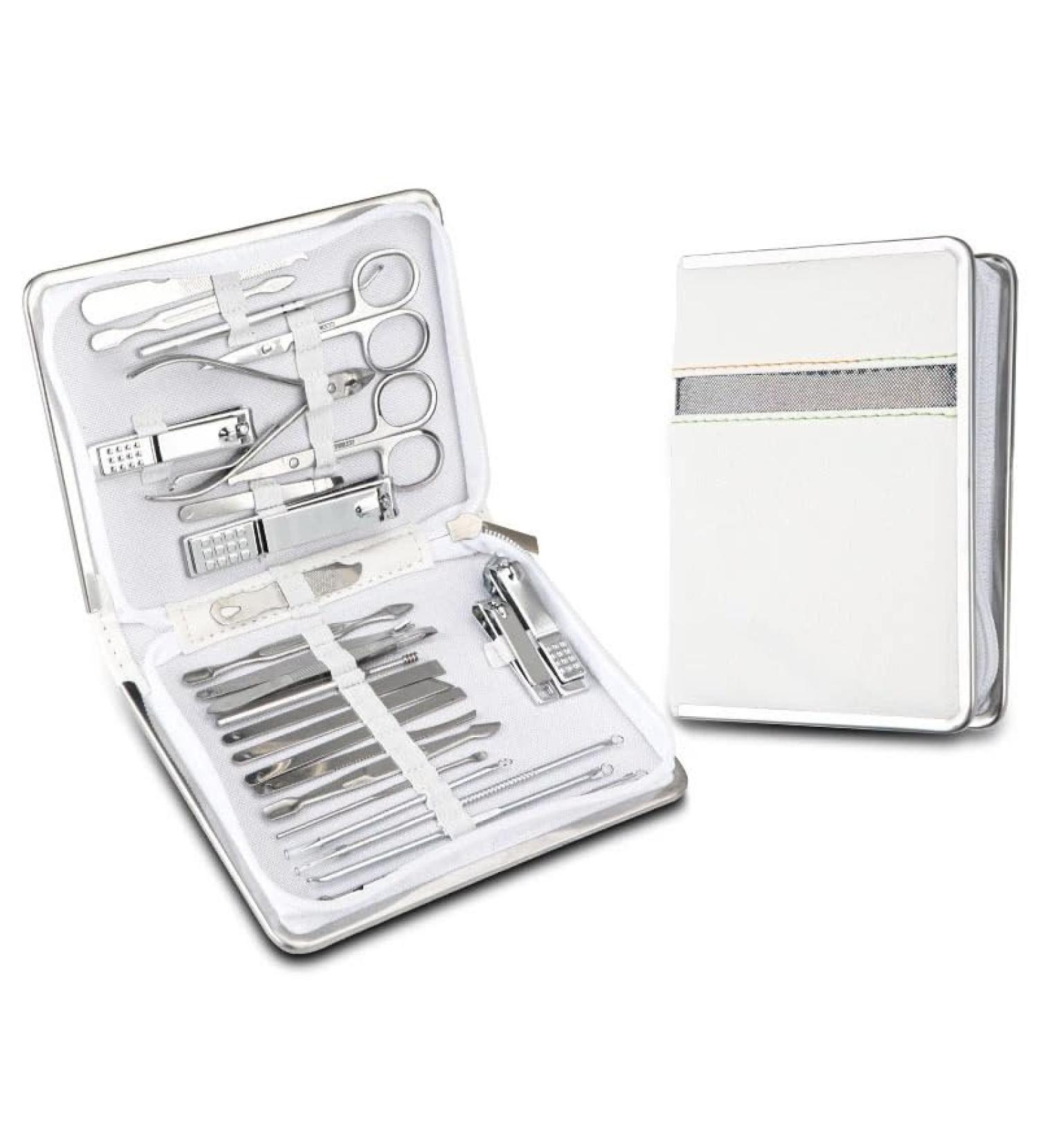 Nail Clippers Set 26 Piece Set Stainless Steel Nail Clippers Set Household Nail Cutter Suit with Box Trimmer Grooming Manicure Pedicure Nail Tools Nail Care kit(White) - Buy Online on GoSupps.com