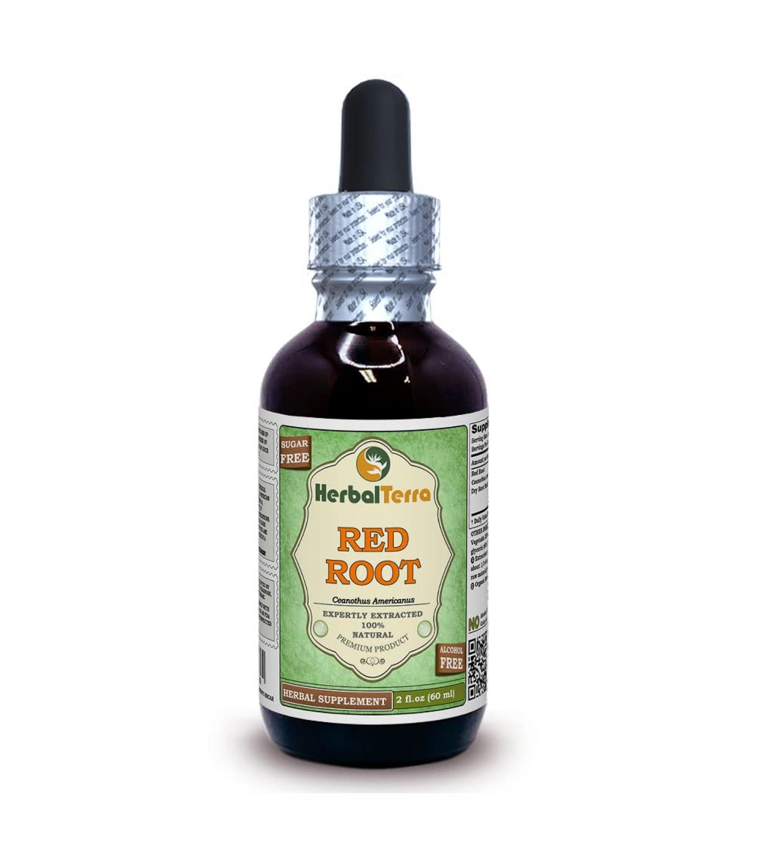 Herbal Terra LLC Red Root (Ceanothus Americanus) Glycerite Dried Root Bark Alcohol-Free Liquid Extract 2 oz Alcohol-FREE 2 Fl Oz (Pack of 1)