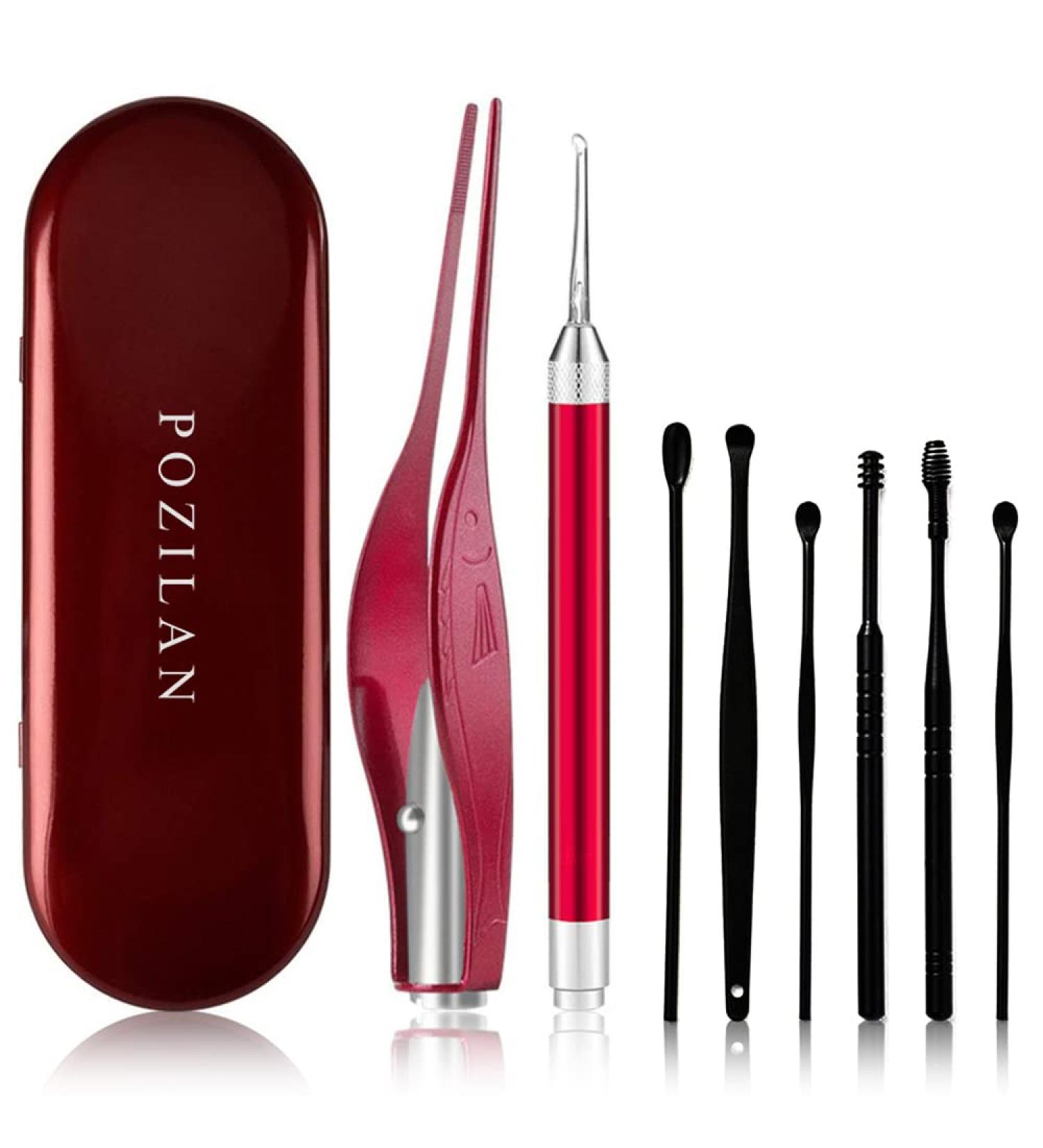 Pozilan Ear Picker Tweezers with LED Light - 8 Pack Ear Wax Removal Tool Kit for Kids and Adults - Earwax Spoon Digger & Tweezers for Ear Cleaning - Gift Set - Buy Online on GoSupps.com