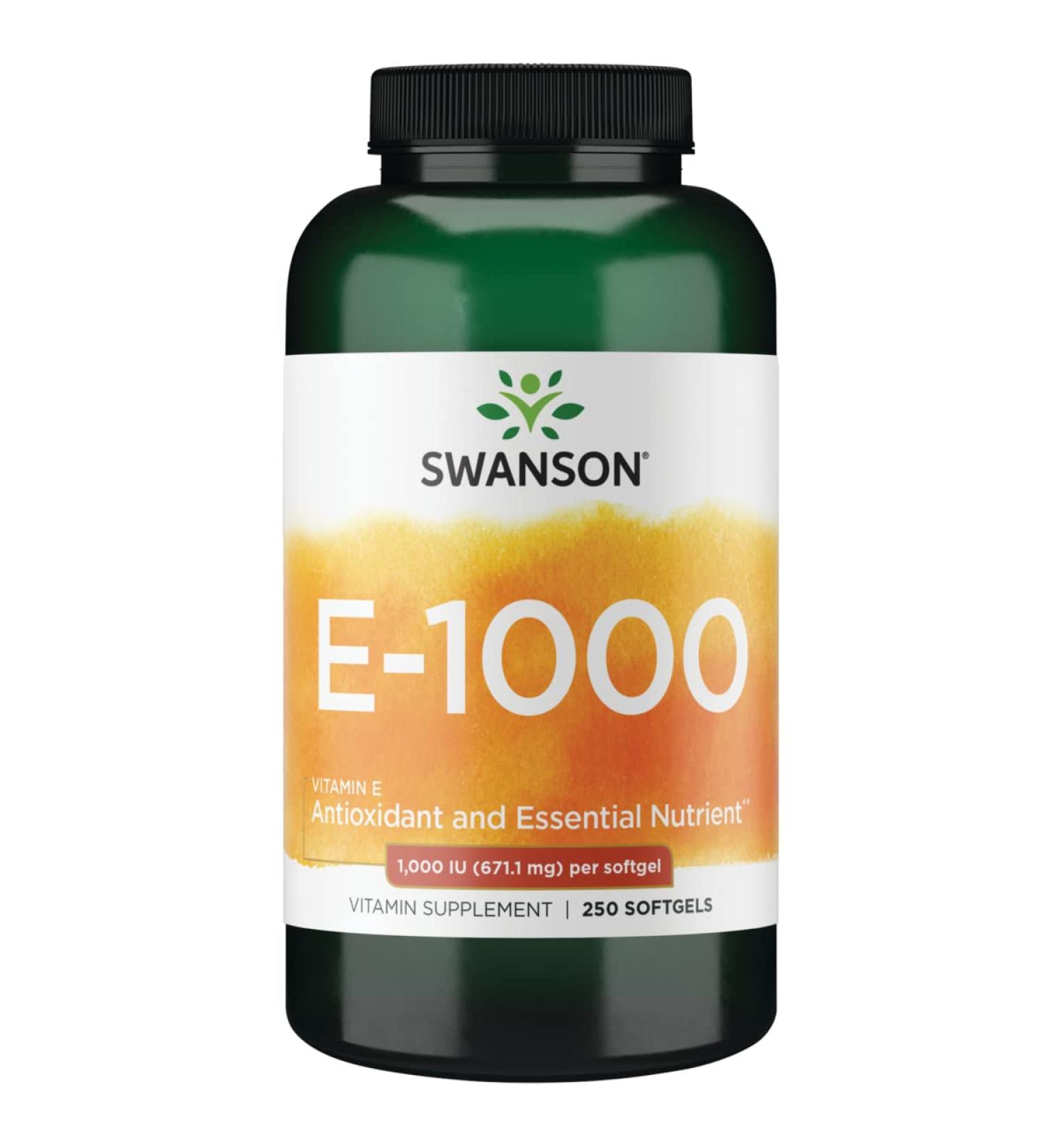 Swanson Natural Vitamin E 1000 IU (671.10mg) 250 Softgels - Premium Quality Antioxidant Supplement - Buy Online on GoSupps.com