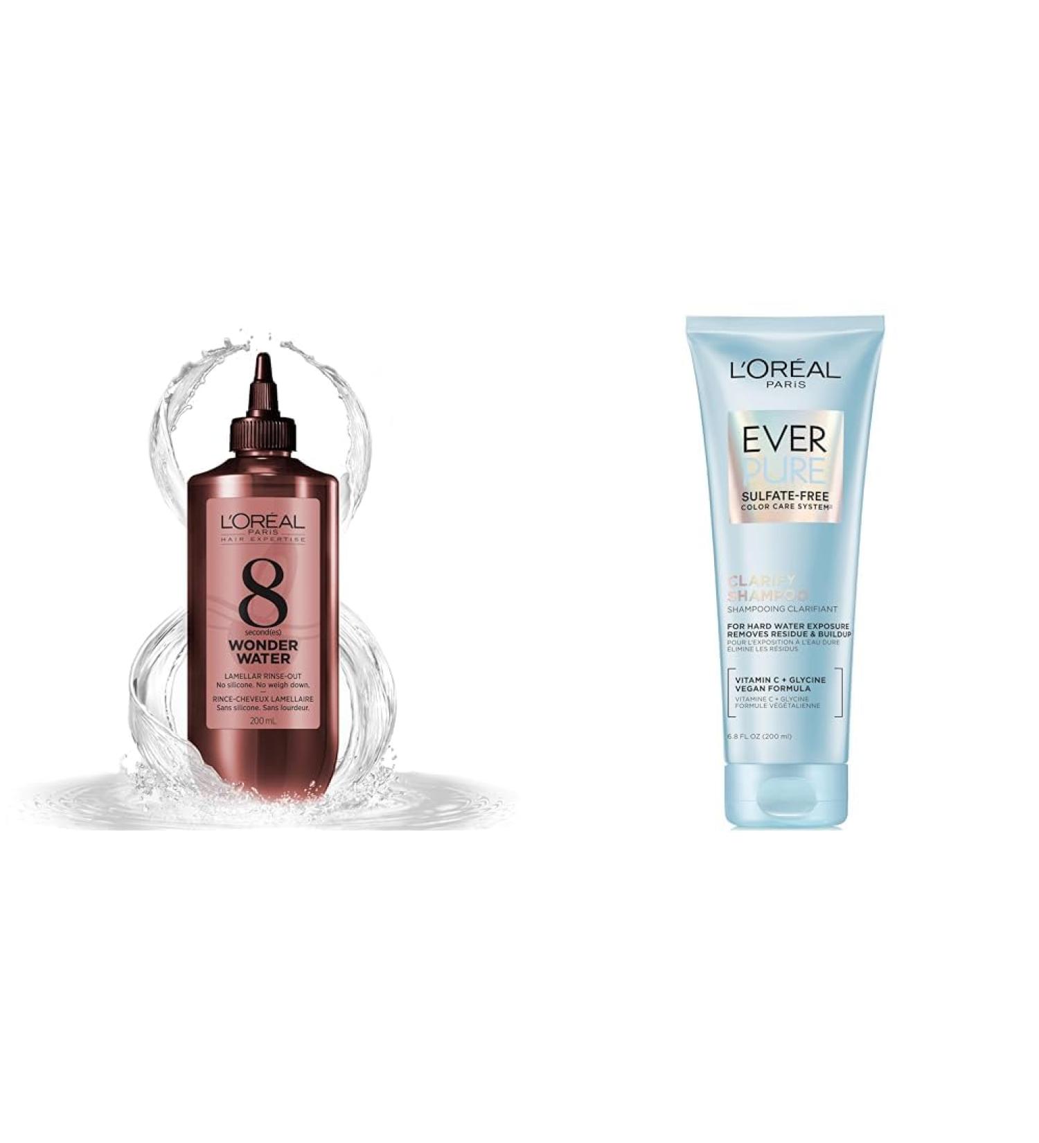 L'Oreal Paris 8-Second Wonder Water Hair Mask for All Hair Types Lamellar Water Technology & L'Or al Paris EverPure Sulfate-Free Clarify and Restore Shampoo for Hard Water Exposure Lamellar Hair Treatment + Shampoo - Buy Online on GoSupps.com