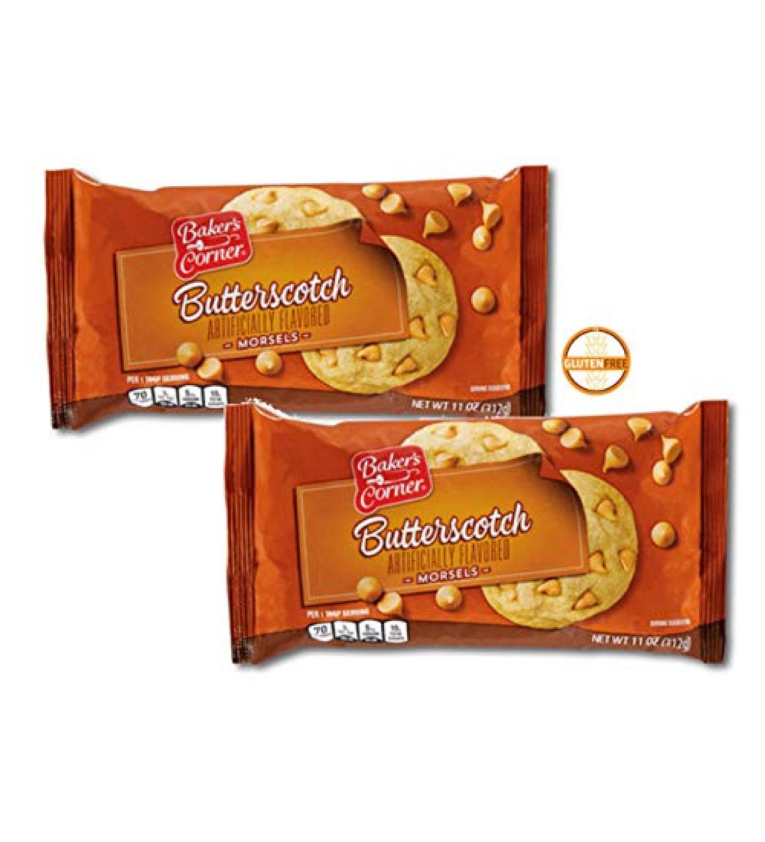 Baker's Corner Gluten-Free Butterscotch Morsels Chips for Baking, Toppings - 2 Packs