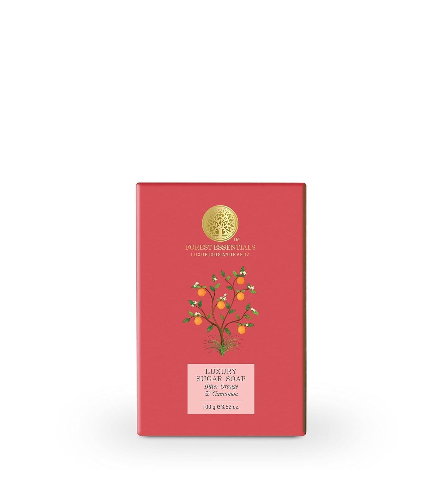 Buy Forest-Essentials Luxury Sugar Soap | Bitter Orange & Cinnamon | Ayurvedic Handmade Organic Soap for Smooth Skin | Scented Bath Soap with Raw Cane Sugar - International Shipping Available - Buy Online on GoSupps.com