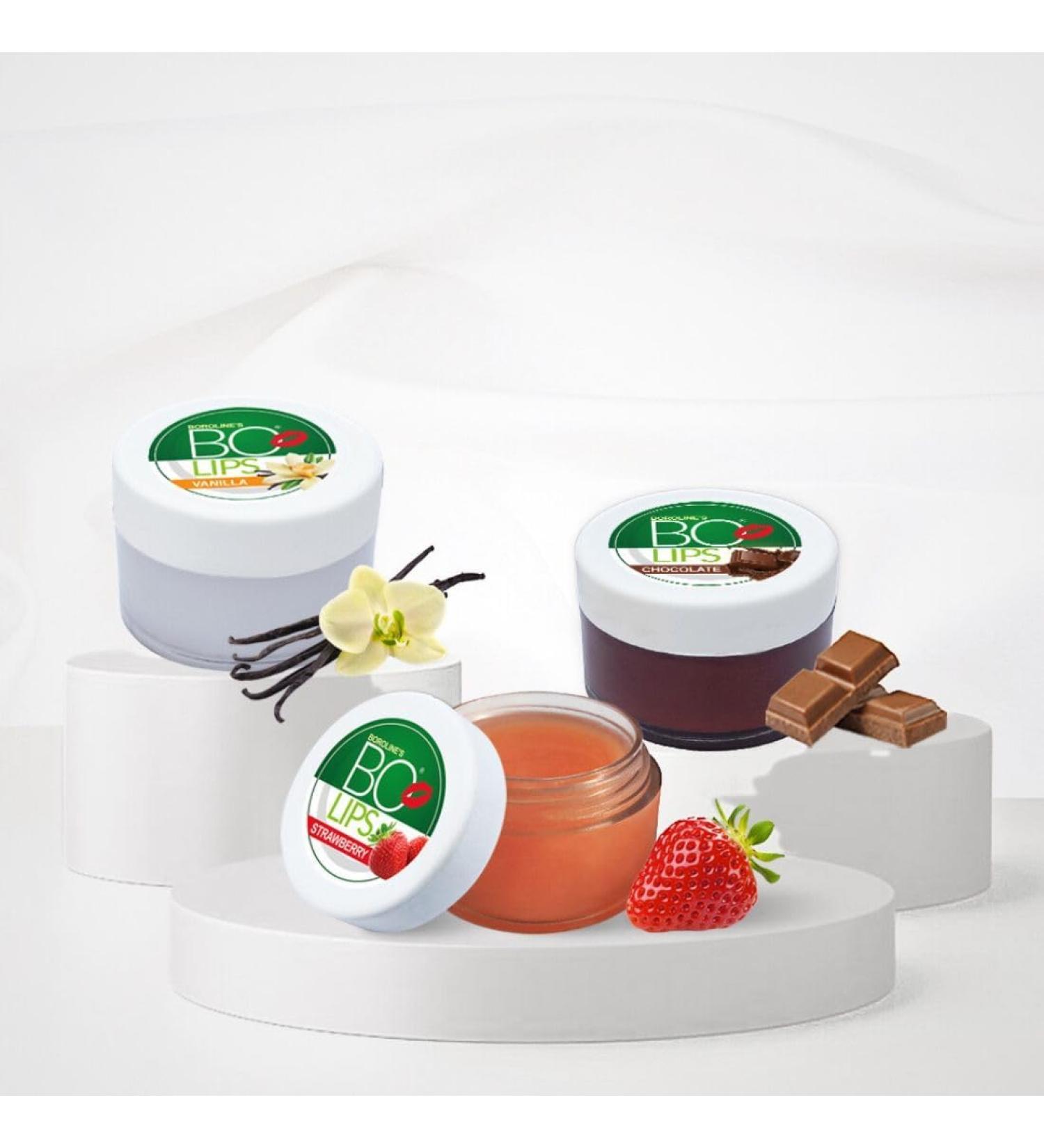 BOROLINE BO LIPS | Chocolate Strawberry & Vanilla flavoured Natural Lip Care (10 gm X 3) | with Natural Almond Oil | Mosturize & Soften Dry & Chapped Lips | Smoothens Lips | (Pack of 3) - Buy Online on GoSupps.com