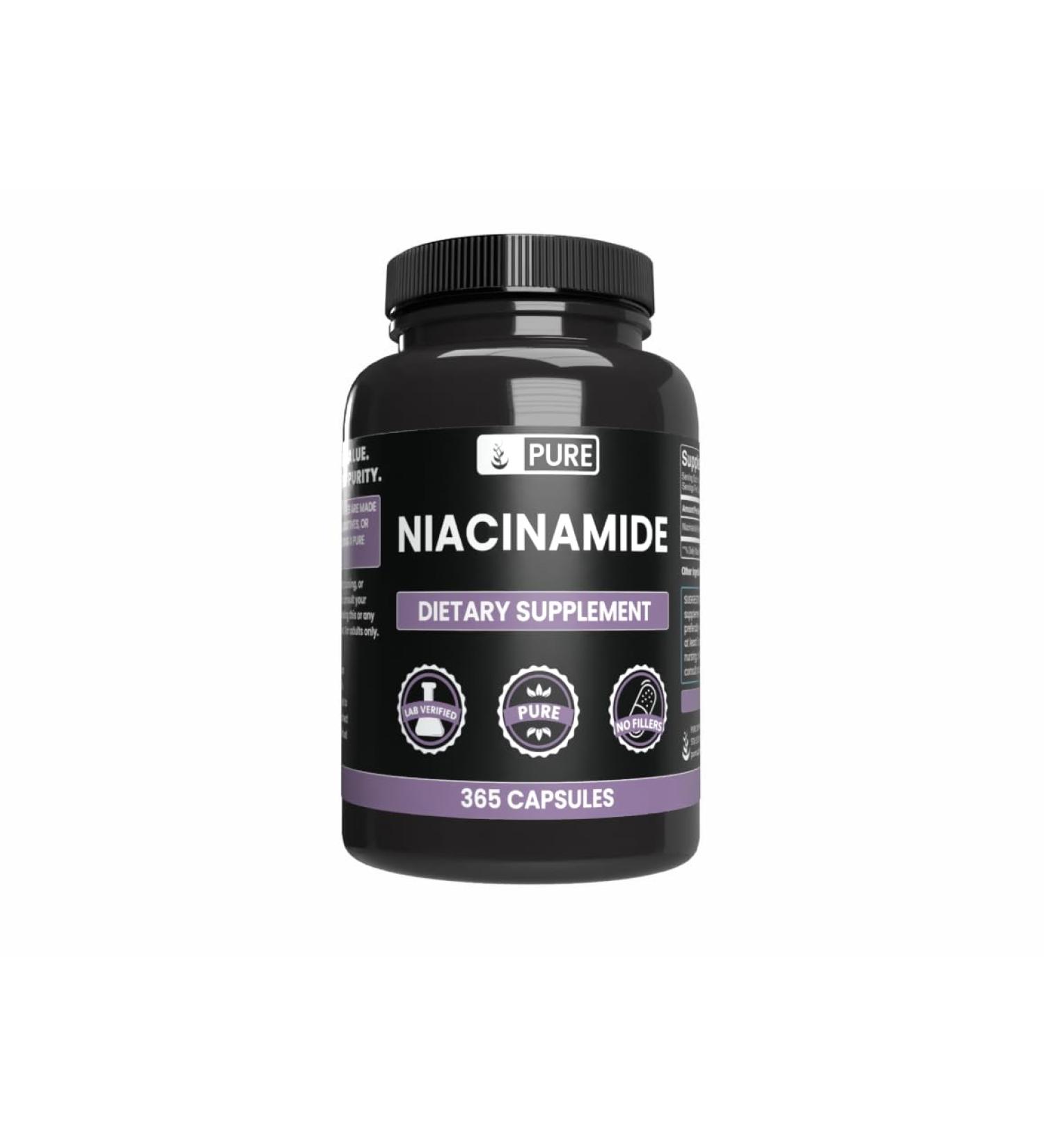 Pure Original Ingredients Niacinamide (365 Capsules) No Magnesium Or Rice Fillers Always Pure Lab Verified 365 Count (Pack of 1) - Buy Online on GoSupps.com