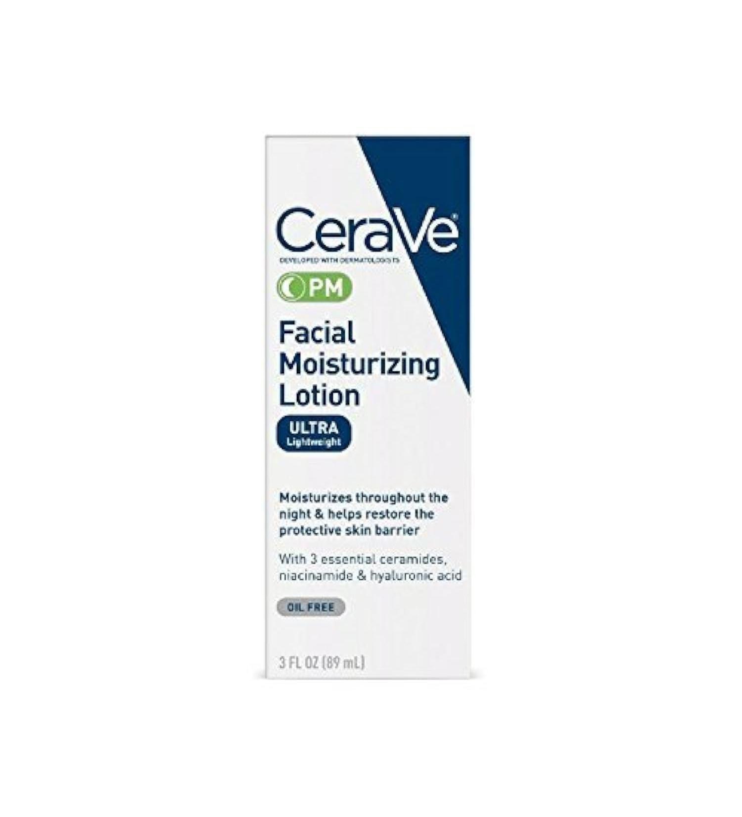 CeraVe Facial Moisturizing Lotion PM 3 oz - Lightweight & Hydrating (Pack of 1) - Buy Online on GoSupps.com
