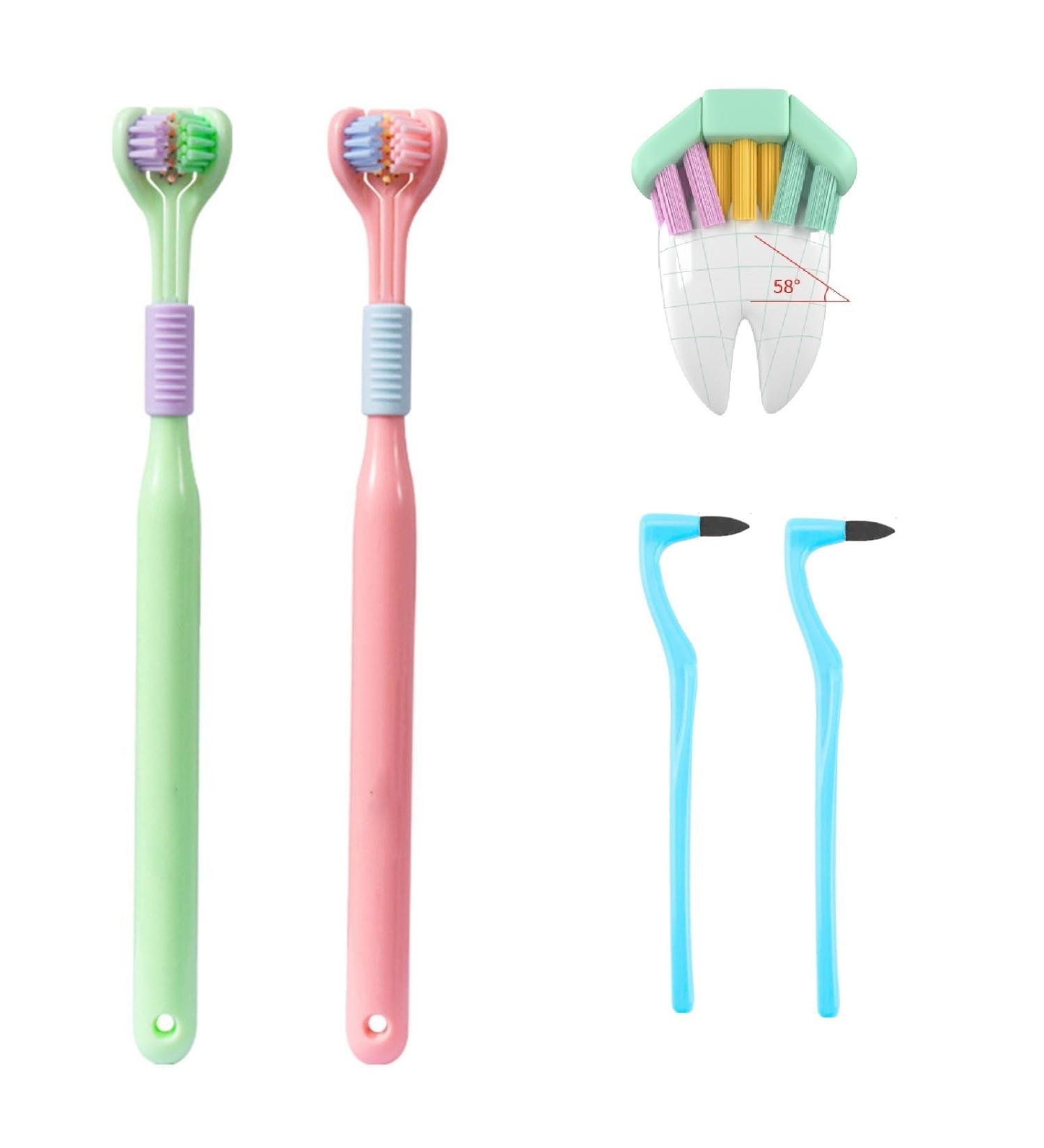 Soft Three-Sided Toothbrush for Autism | Gentle Macaron Brush for Adults & Kids - International Shipping - Buy Online on GoSupps.com