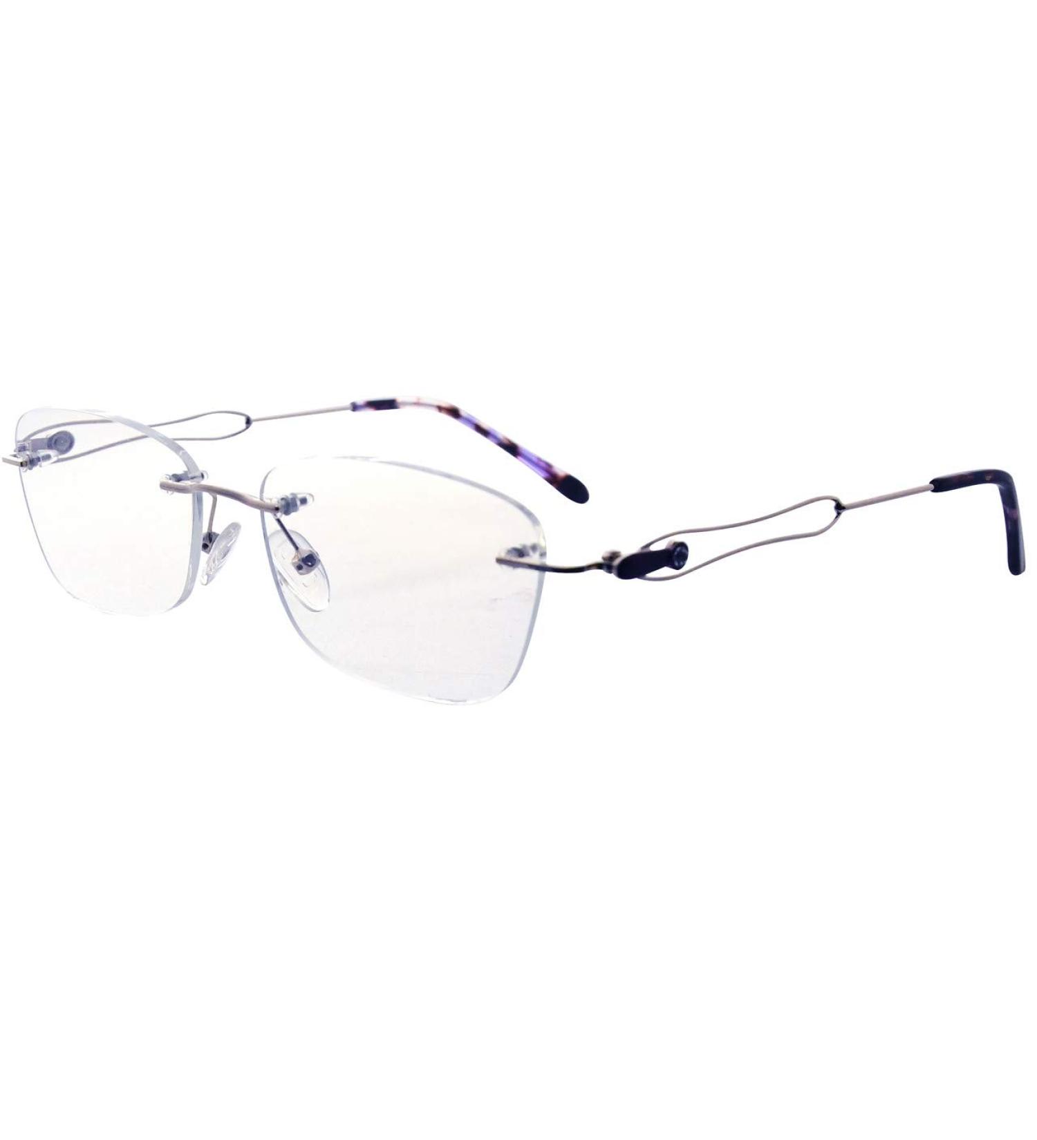 Eyekepper Rimless Blue Light Blocking Glasses for Women - Stylish Gold Frame with Purple Tips UV420 Protection Anti Eye Strain Relief - Buy Online on GoSupps.com